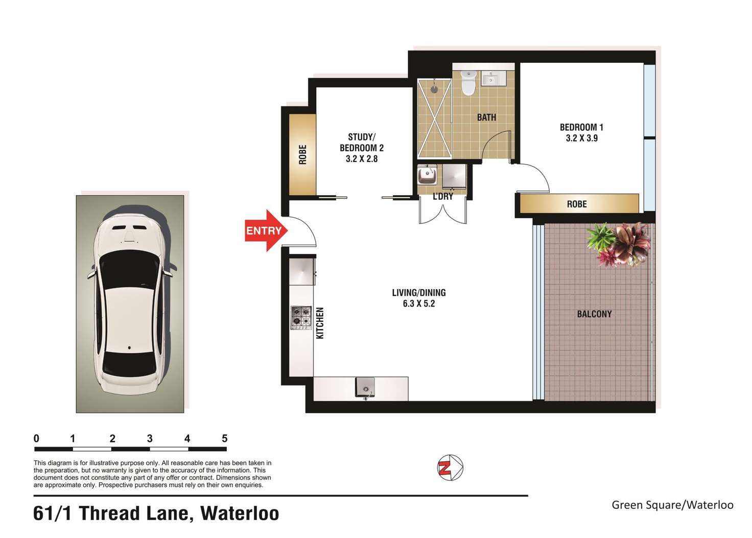 Floorplan of Homely apartment listing, 61/1 Thread Lane, Waterloo NSW 2017