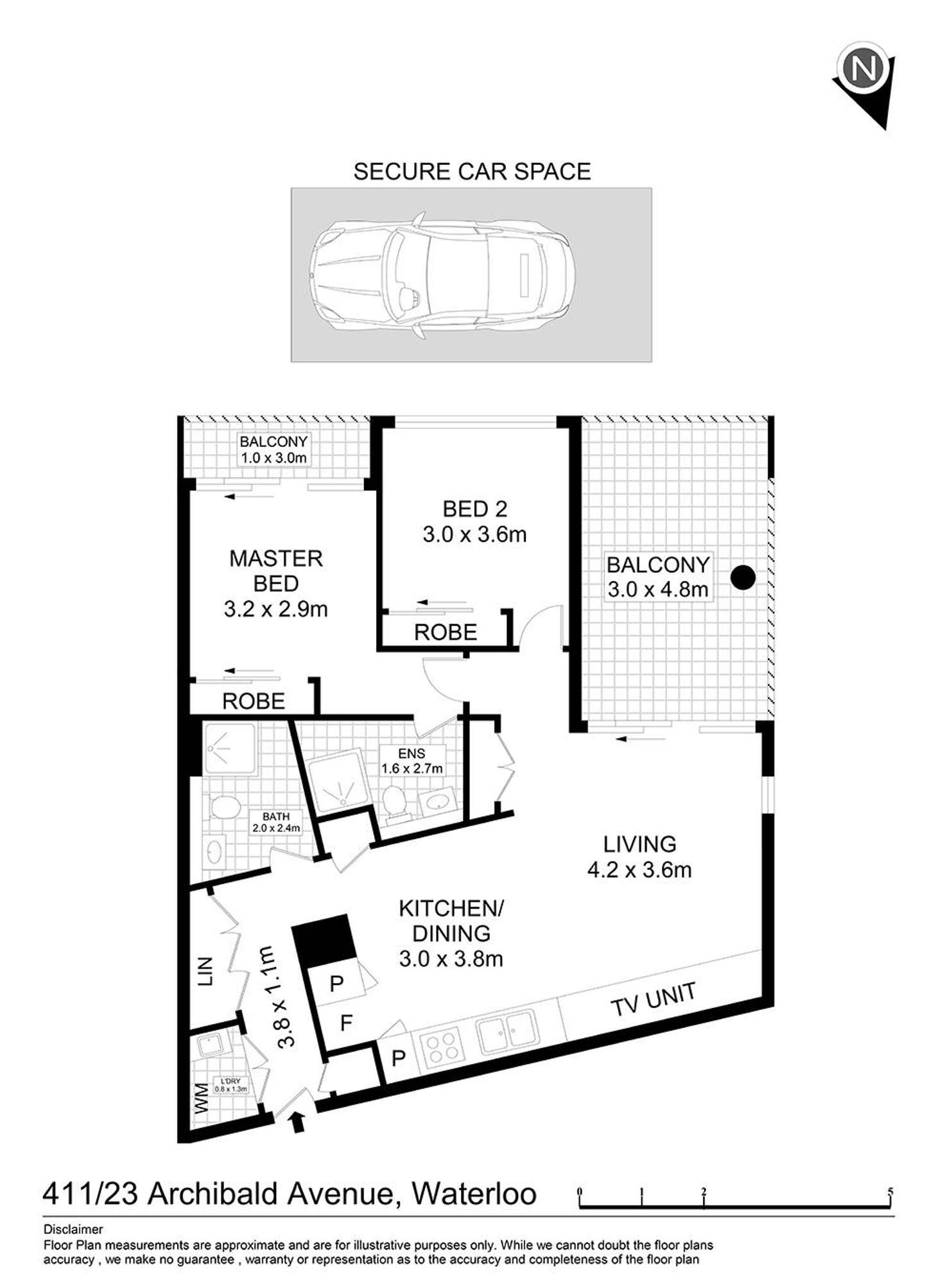 Floorplan of Homely apartment listing, 411/23 Archibald Avenue, Waterloo NSW 2017