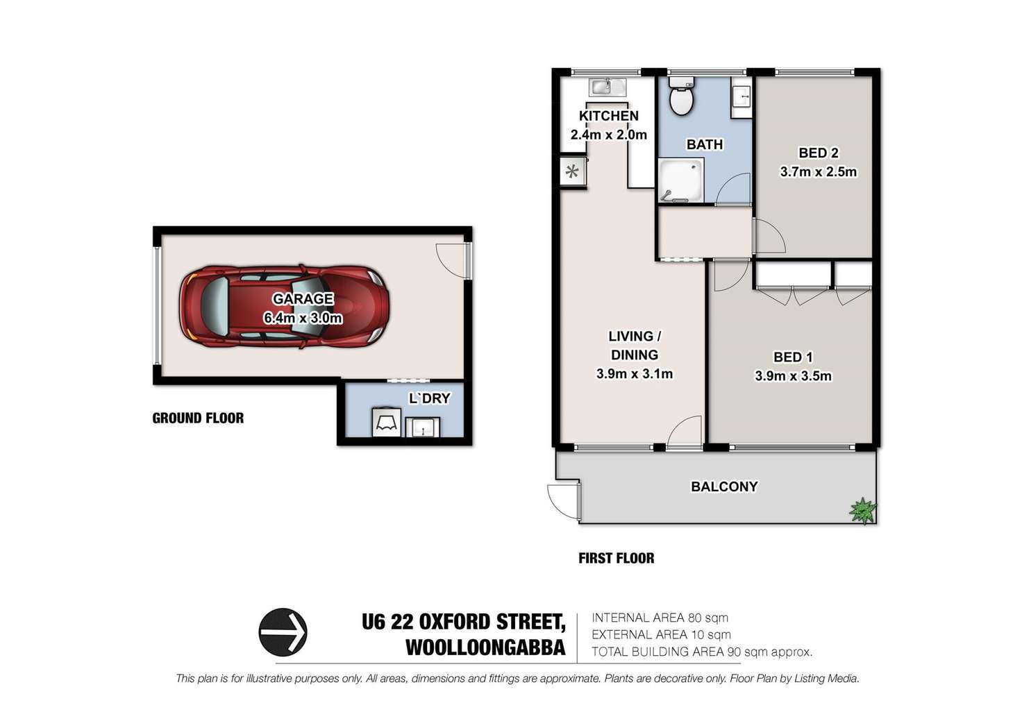 Floorplan of Homely unit listing, 6/22 Oxford Street, Woolloongabba QLD 4102
