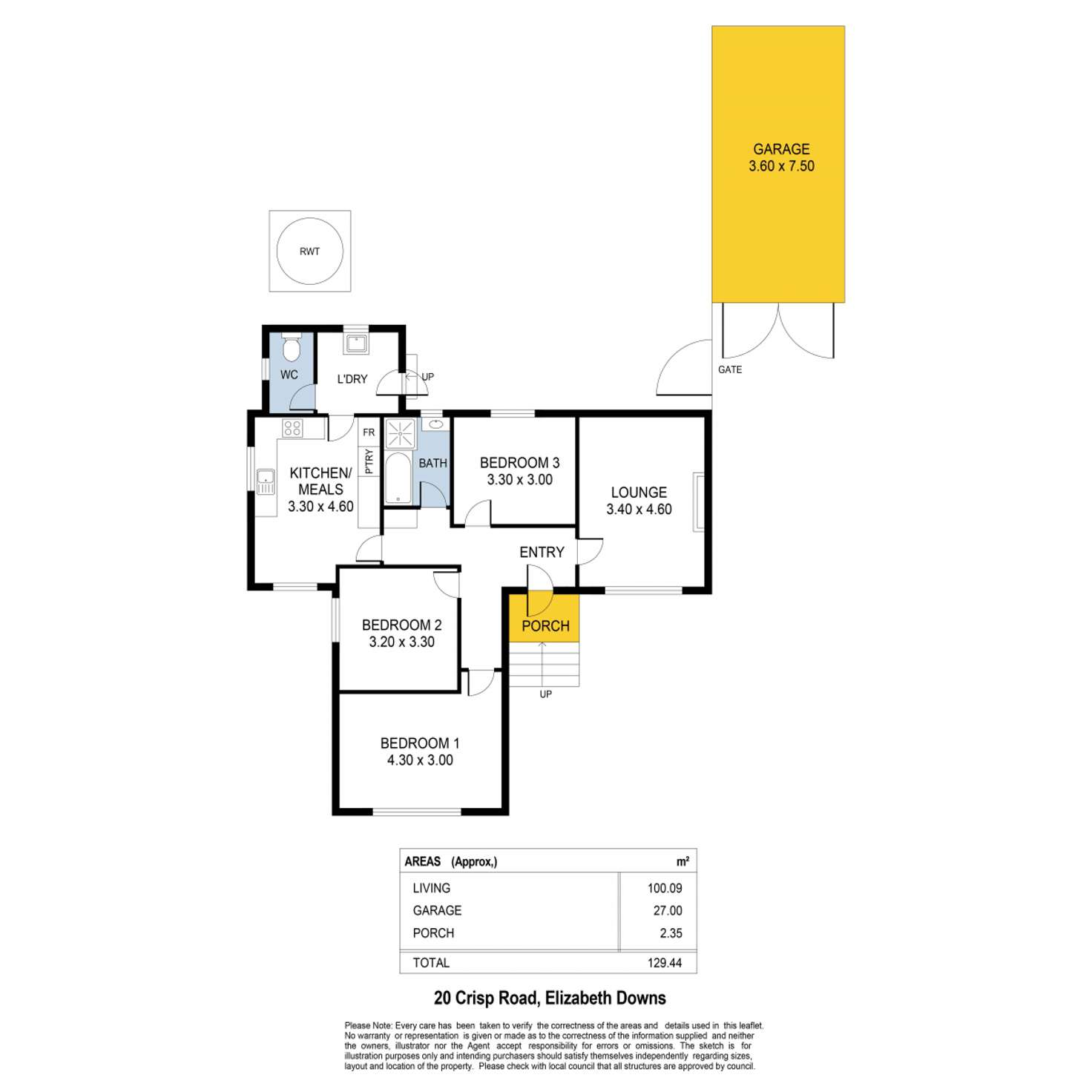 Floorplan of Homely house listing, 20 Crisp Road, Elizabeth Downs SA 5113