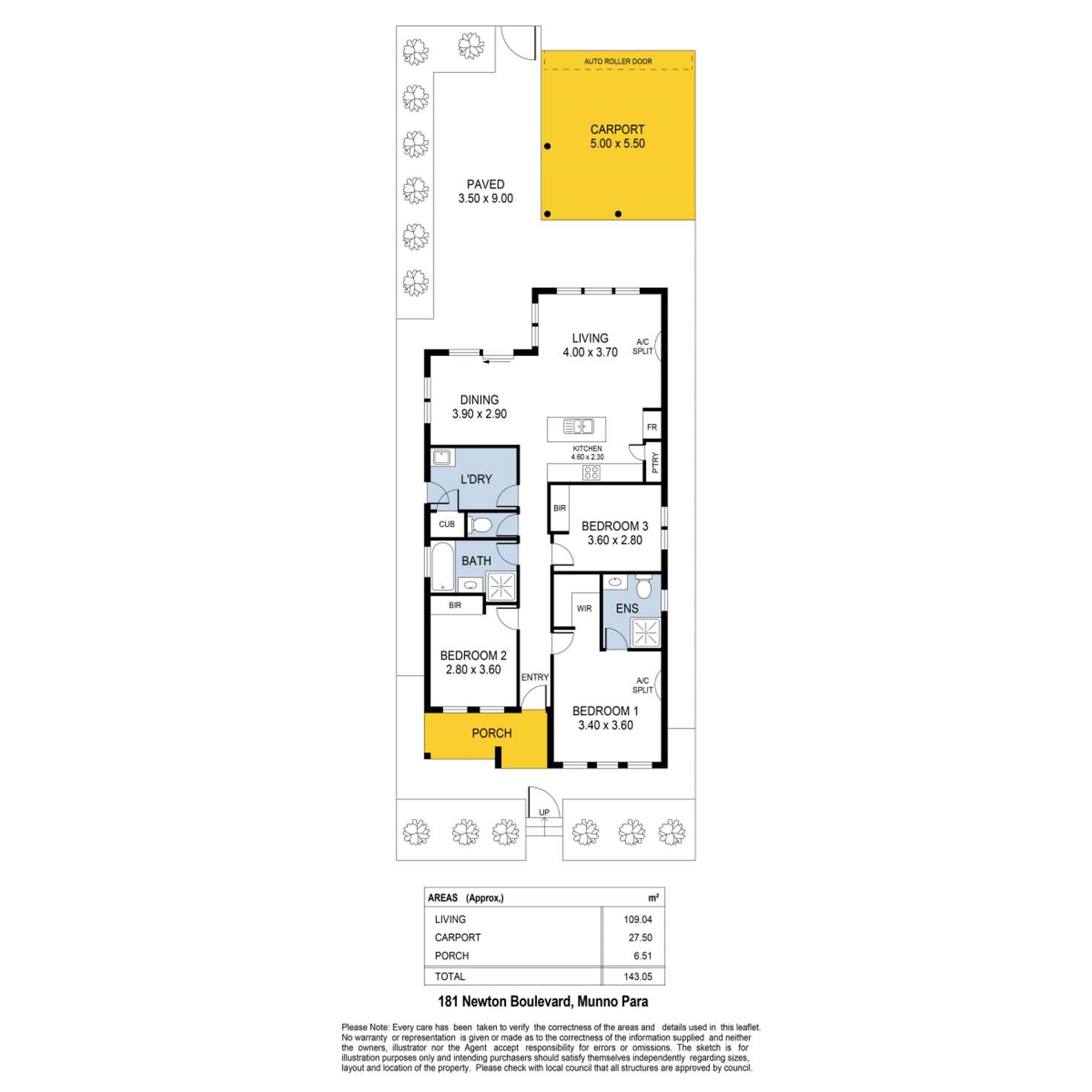 Floorplan of Homely house listing, 181 Newton Boulevard, Munno Para SA 5115