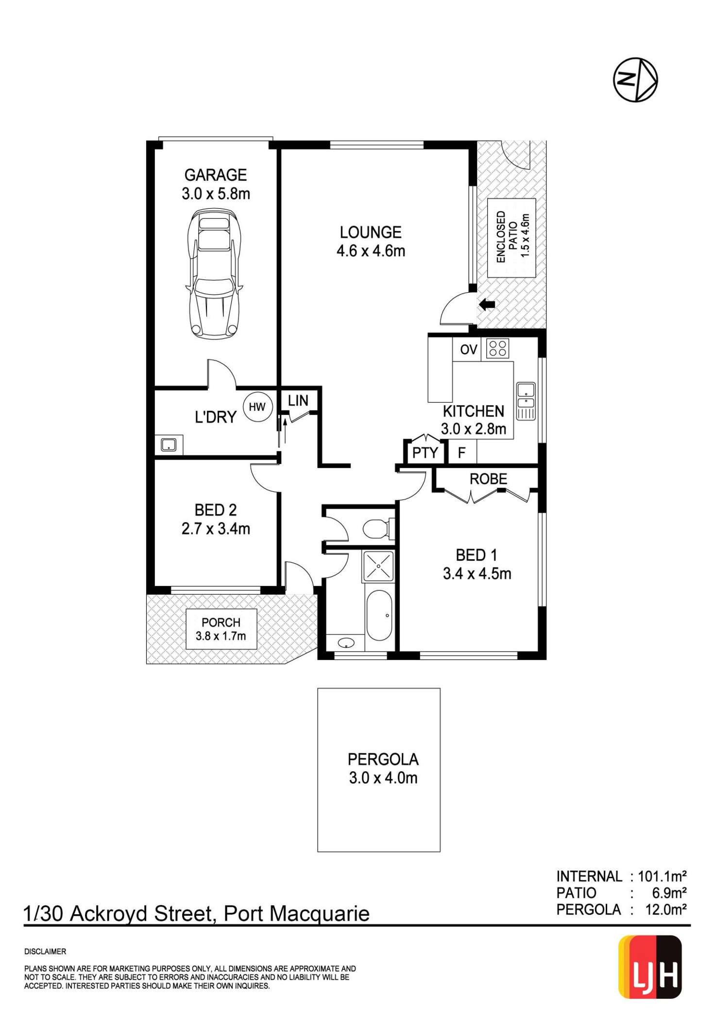 Floorplan of Homely villa listing, 1/30 Ackroyd Street, Port Macquarie NSW 2444