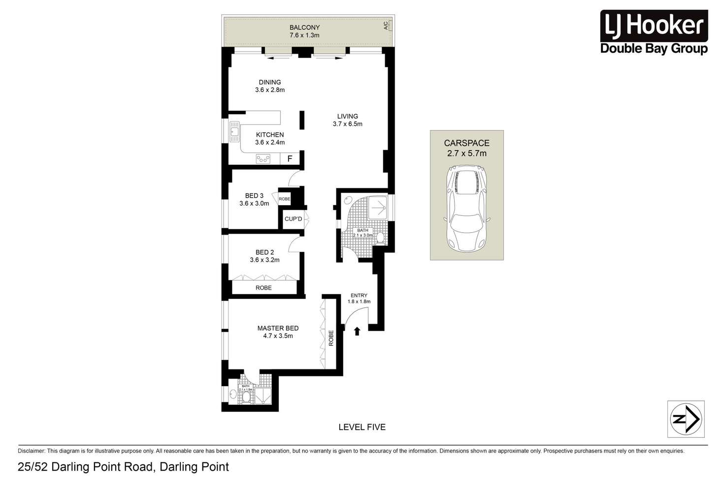 Floorplan of Homely apartment listing, 25/52 Darling Point Road, Darling Point NSW 2027
