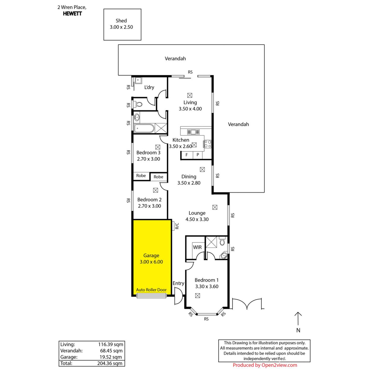Floorplan of Homely house listing, 2 Wren Place, Hewett SA 5118