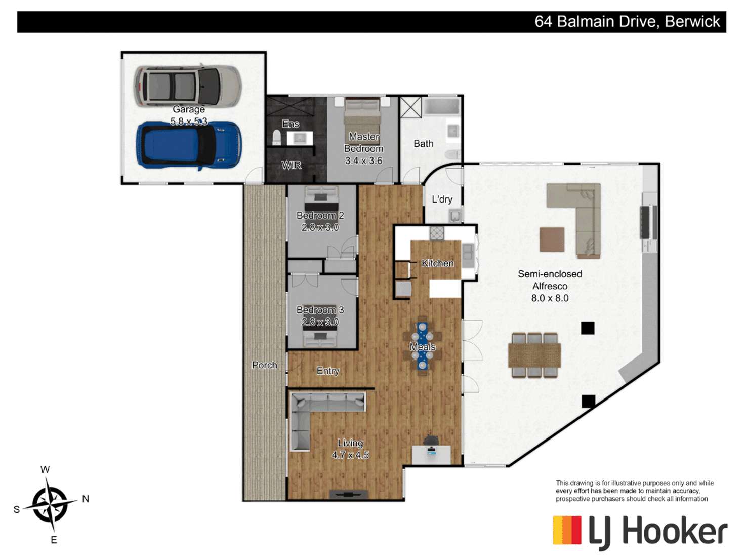 Floorplan of Homely house listing, 64 Balmain Drive, Berwick VIC 3806