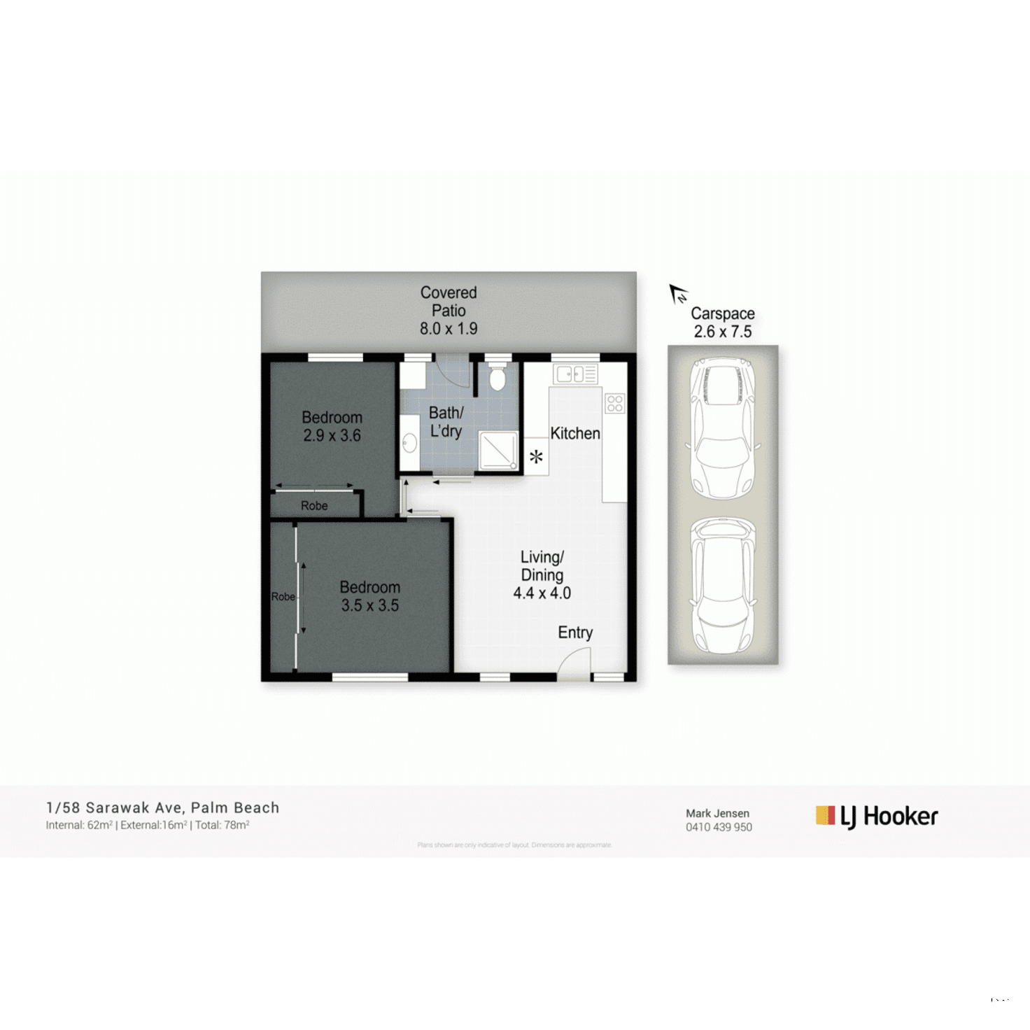 Floorplan of Homely unit listing, 1/58 Sarawak Avenue, Palm Beach QLD 4221