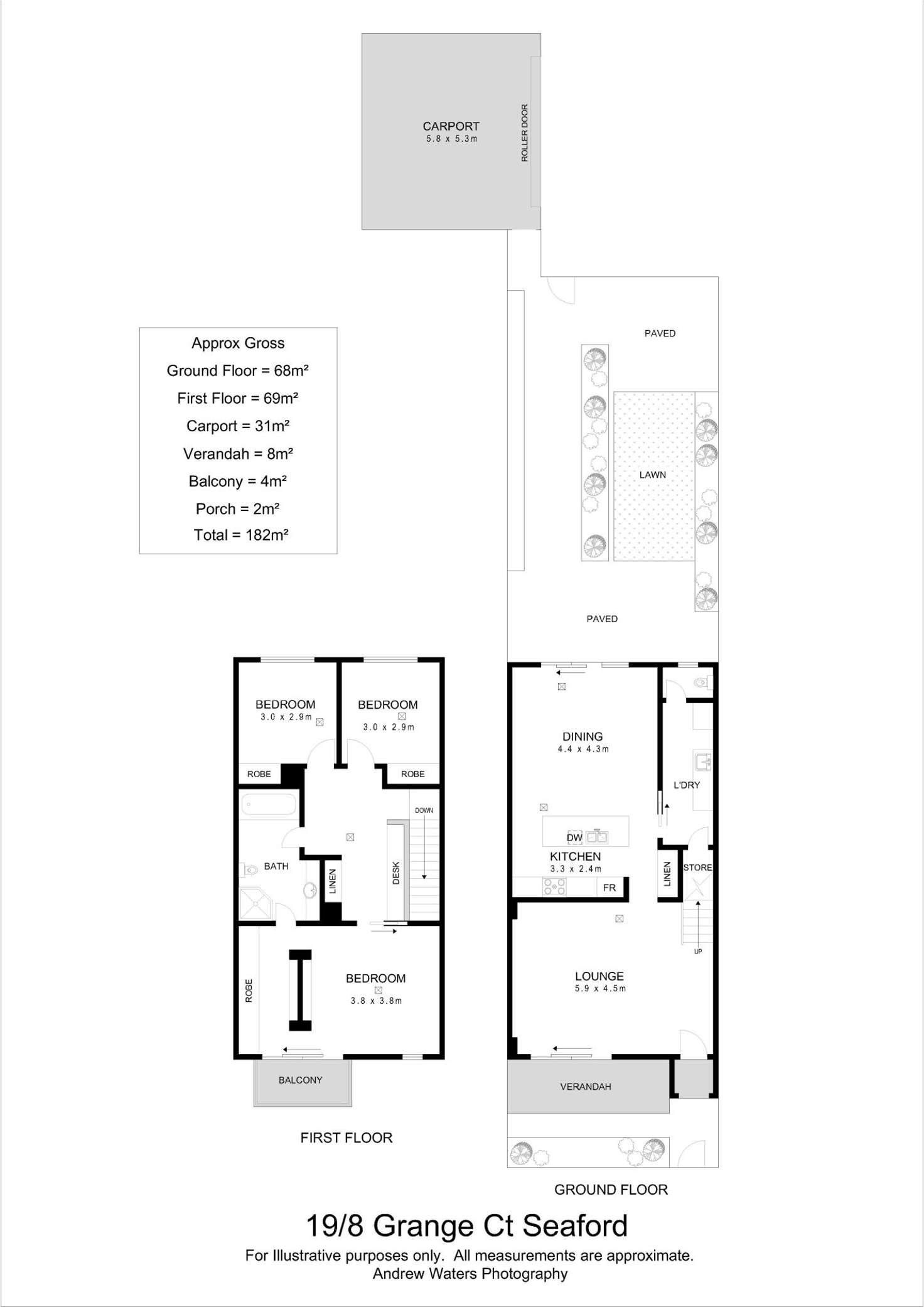 Floorplan of Homely townhouse listing, 19/8 Grange Court, Seaford SA 5169