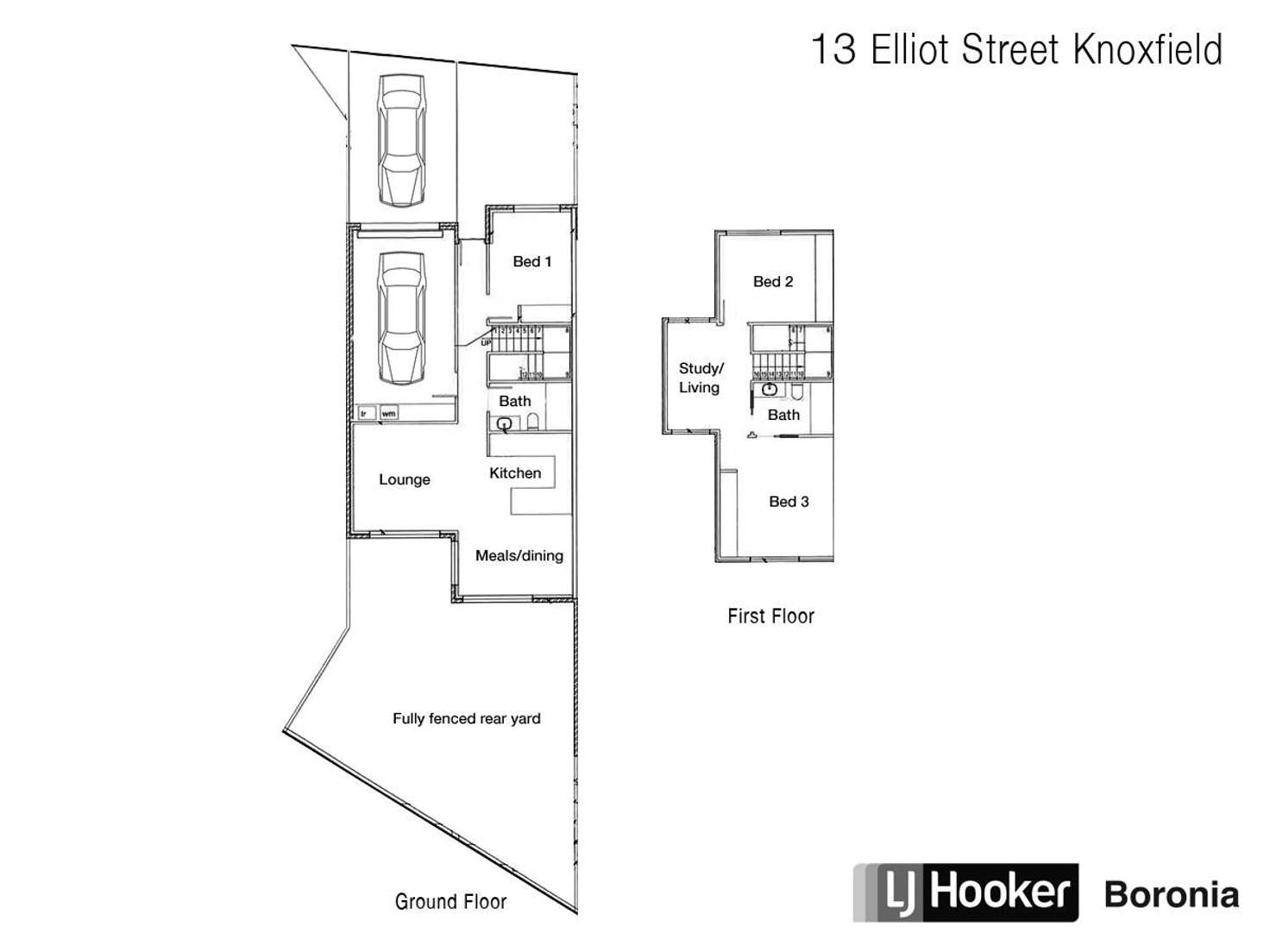 Floorplan of Homely townhouse listing, 13 Elliot Street, Knoxfield VIC 3180