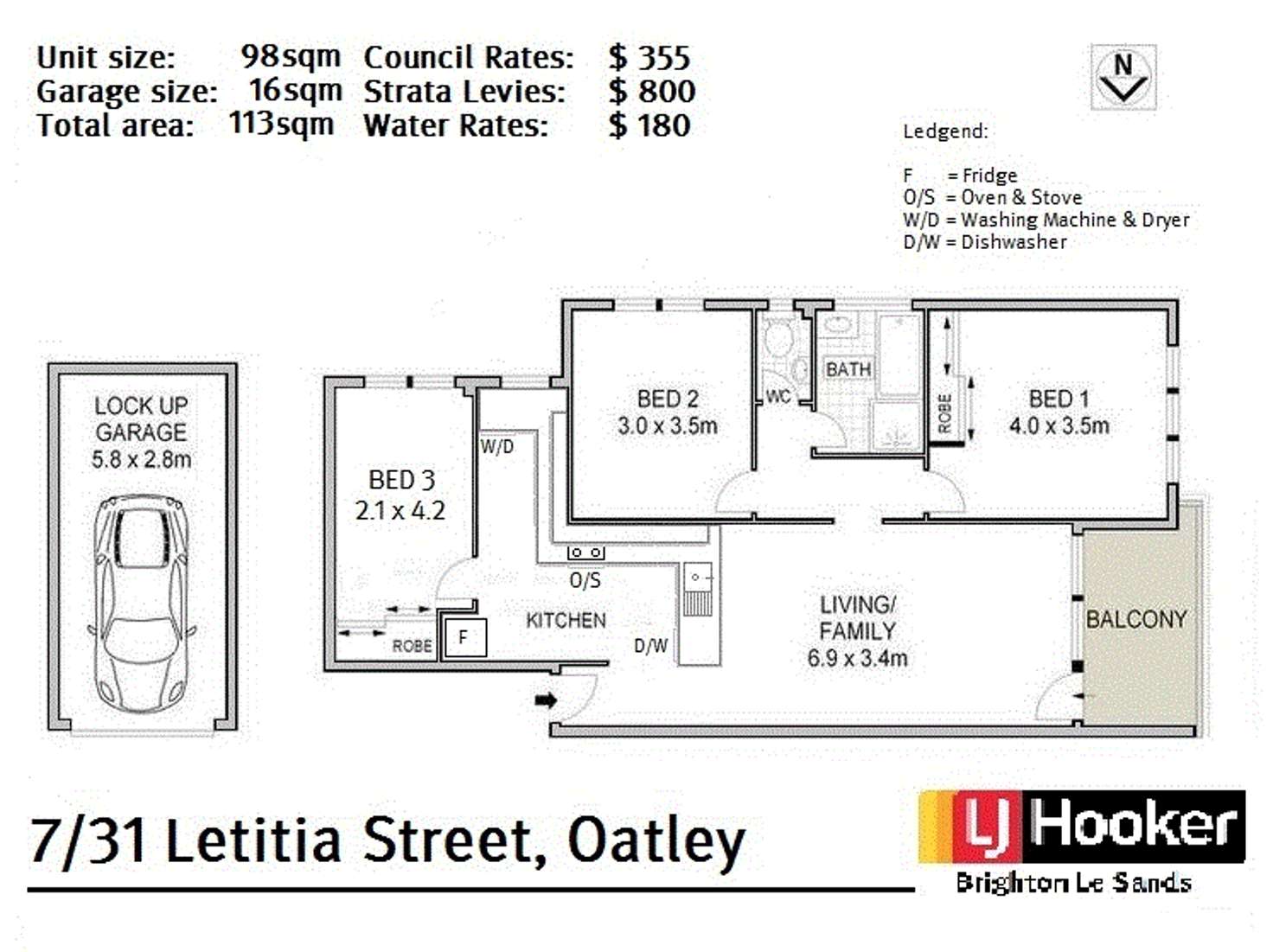 Floorplan of Homely unit listing, 7/31 Letitia Street, Oatley NSW 2223