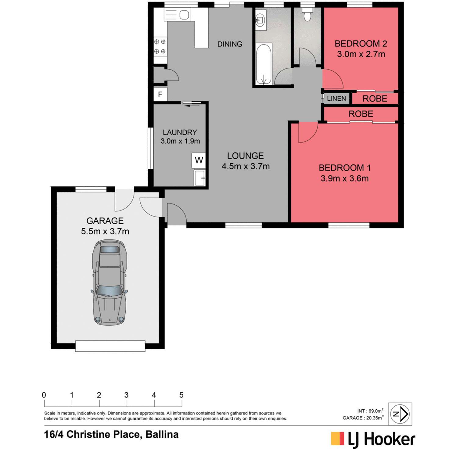 Floorplan of Homely villa listing, 16/4 Christine Place, Ballina NSW 2478