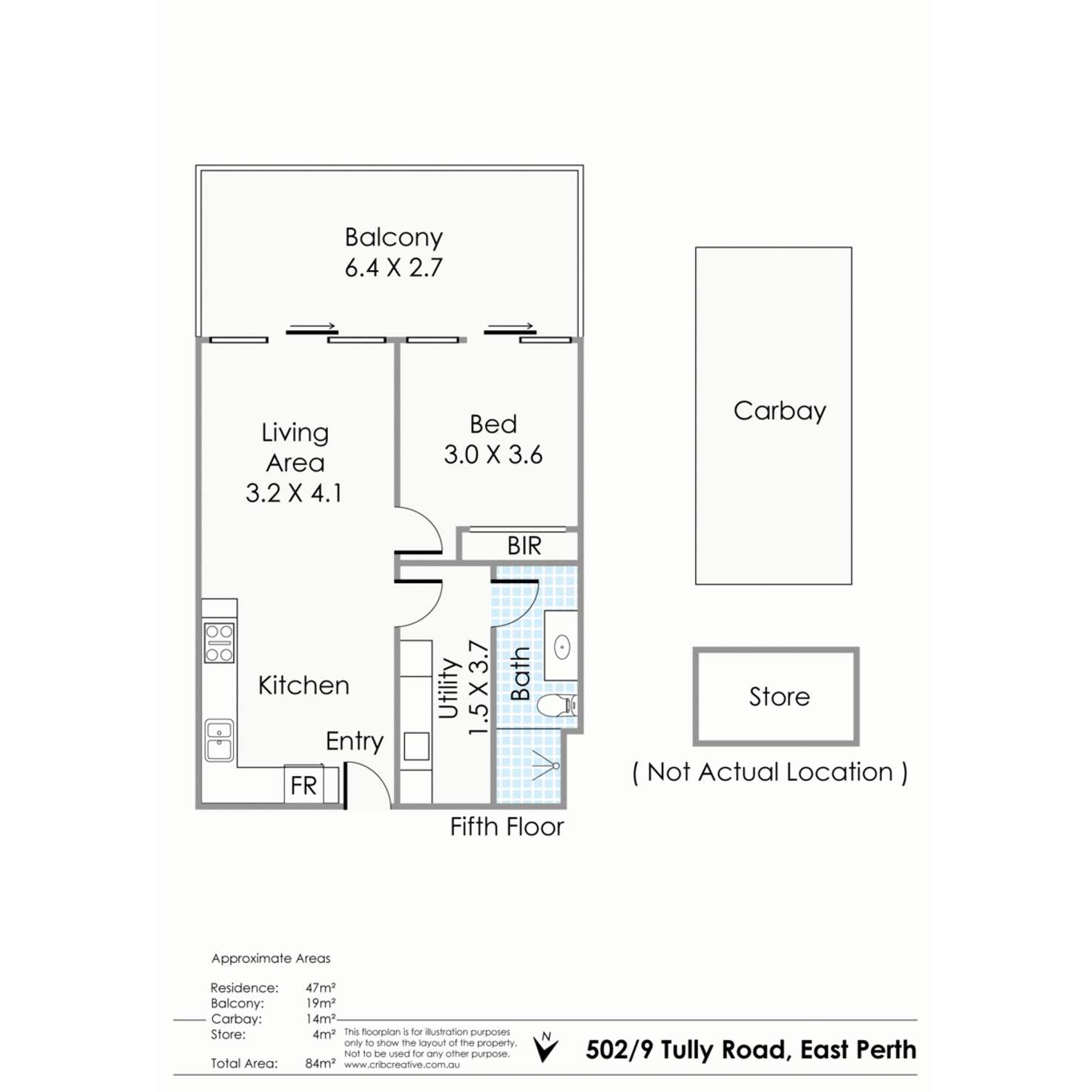 Floorplan of Homely apartment listing, 502/9 Tully Road, East Perth WA 6004