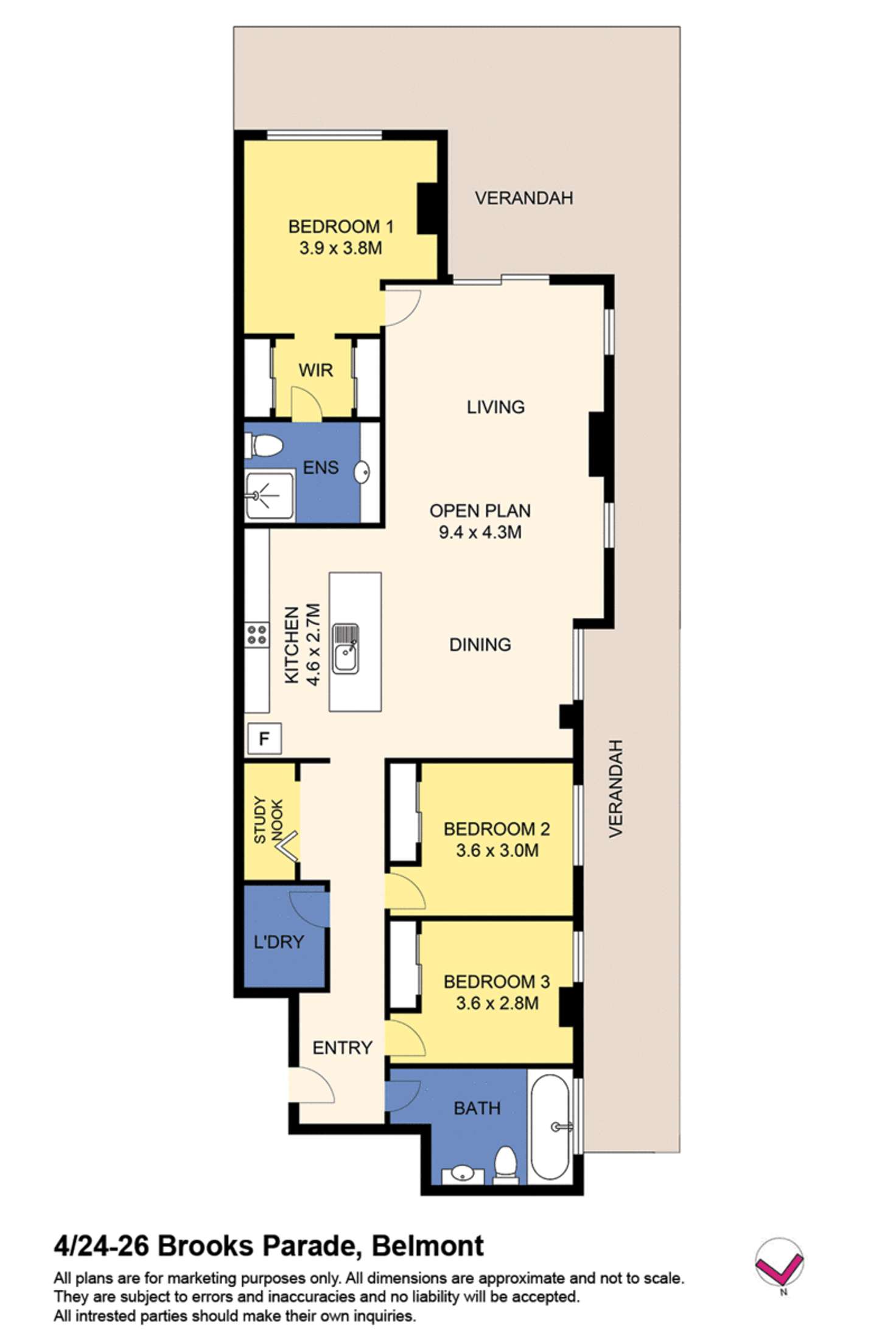 Floorplan of Homely apartment listing, 4/24 Brooks Parade, Belmont NSW 2280