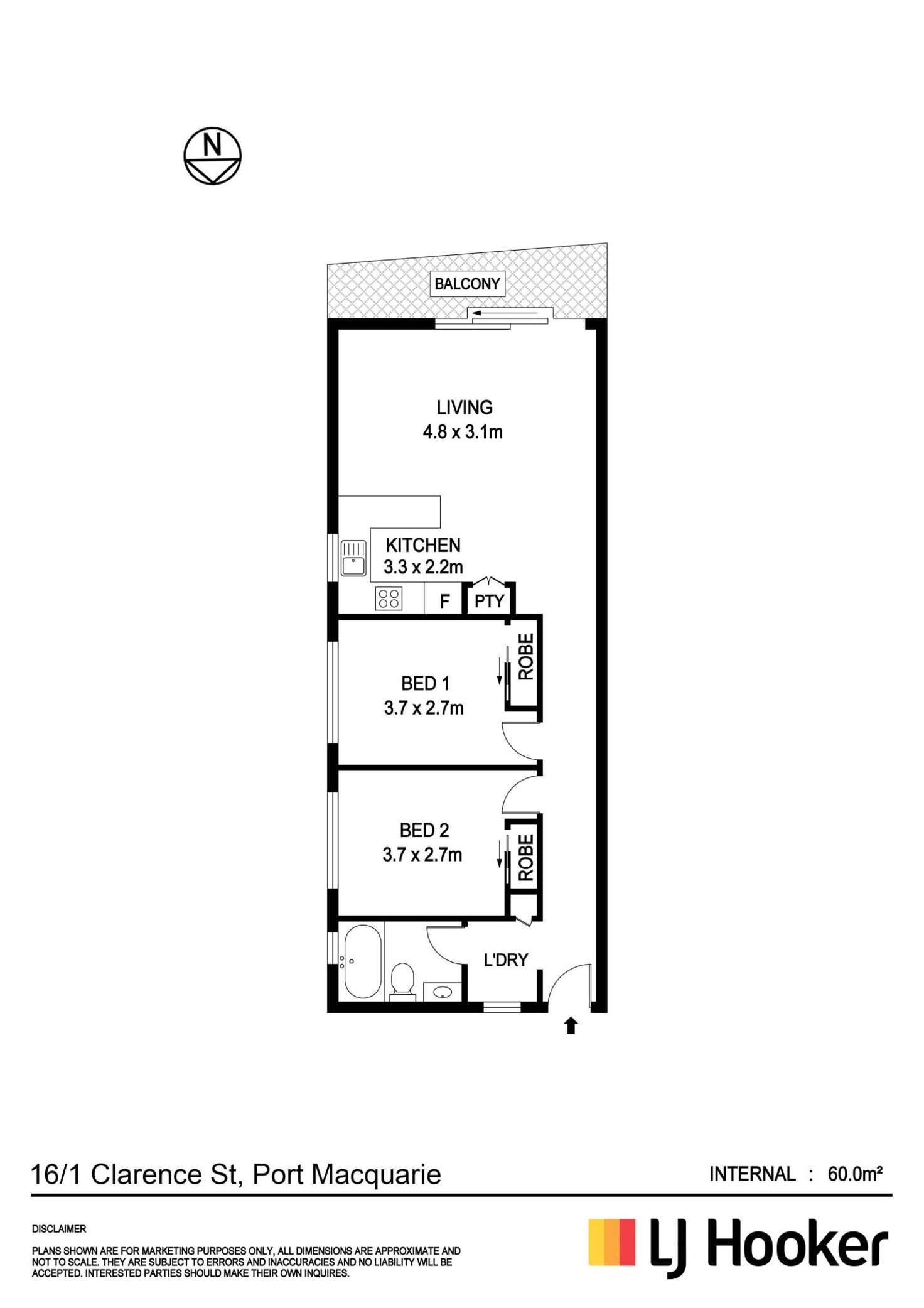 Floorplan of Homely unit listing, 16/1 Clarence Street, Port Macquarie NSW 2444