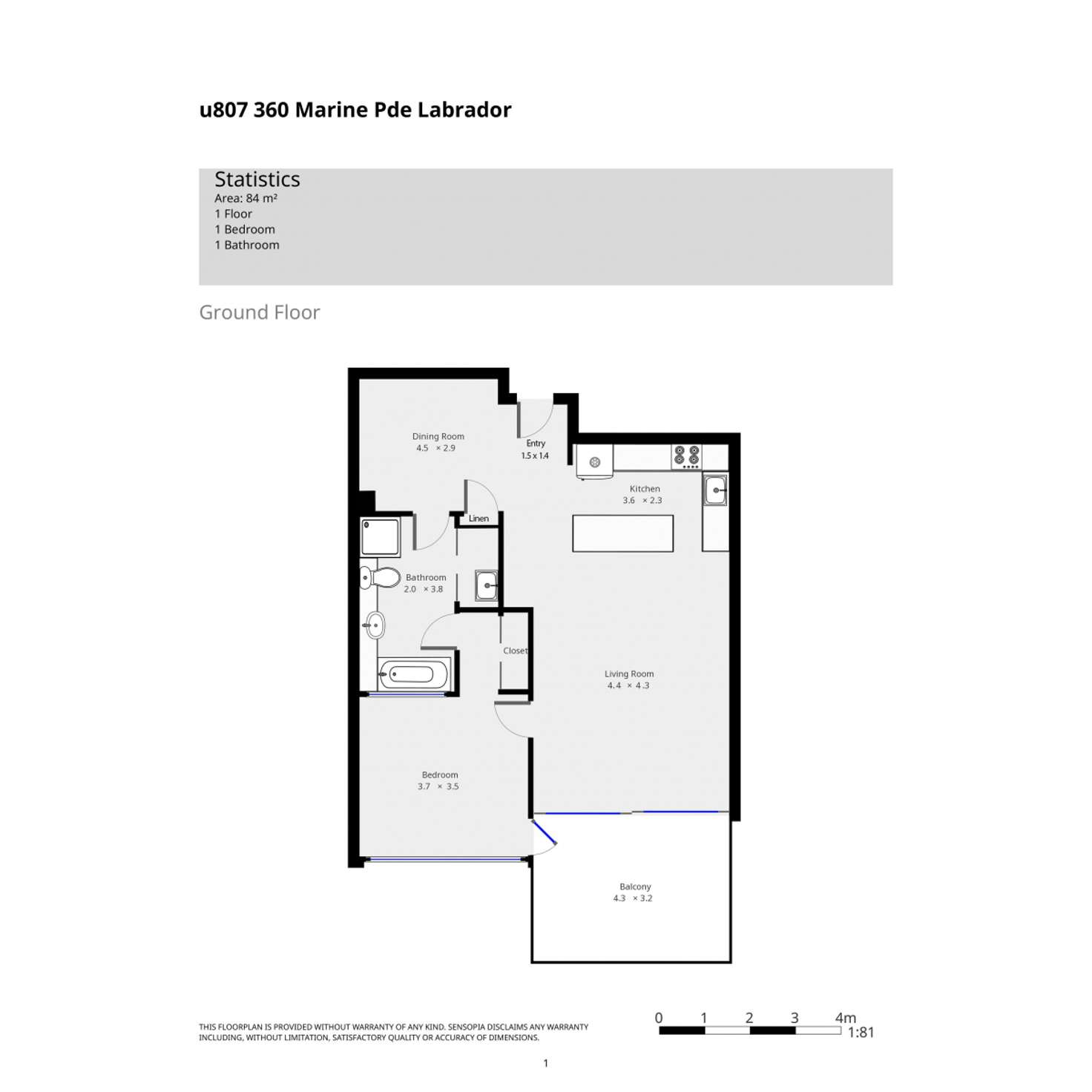 Floorplan of Homely unit listing, 807/360 Marine Parade, Labrador QLD 4215