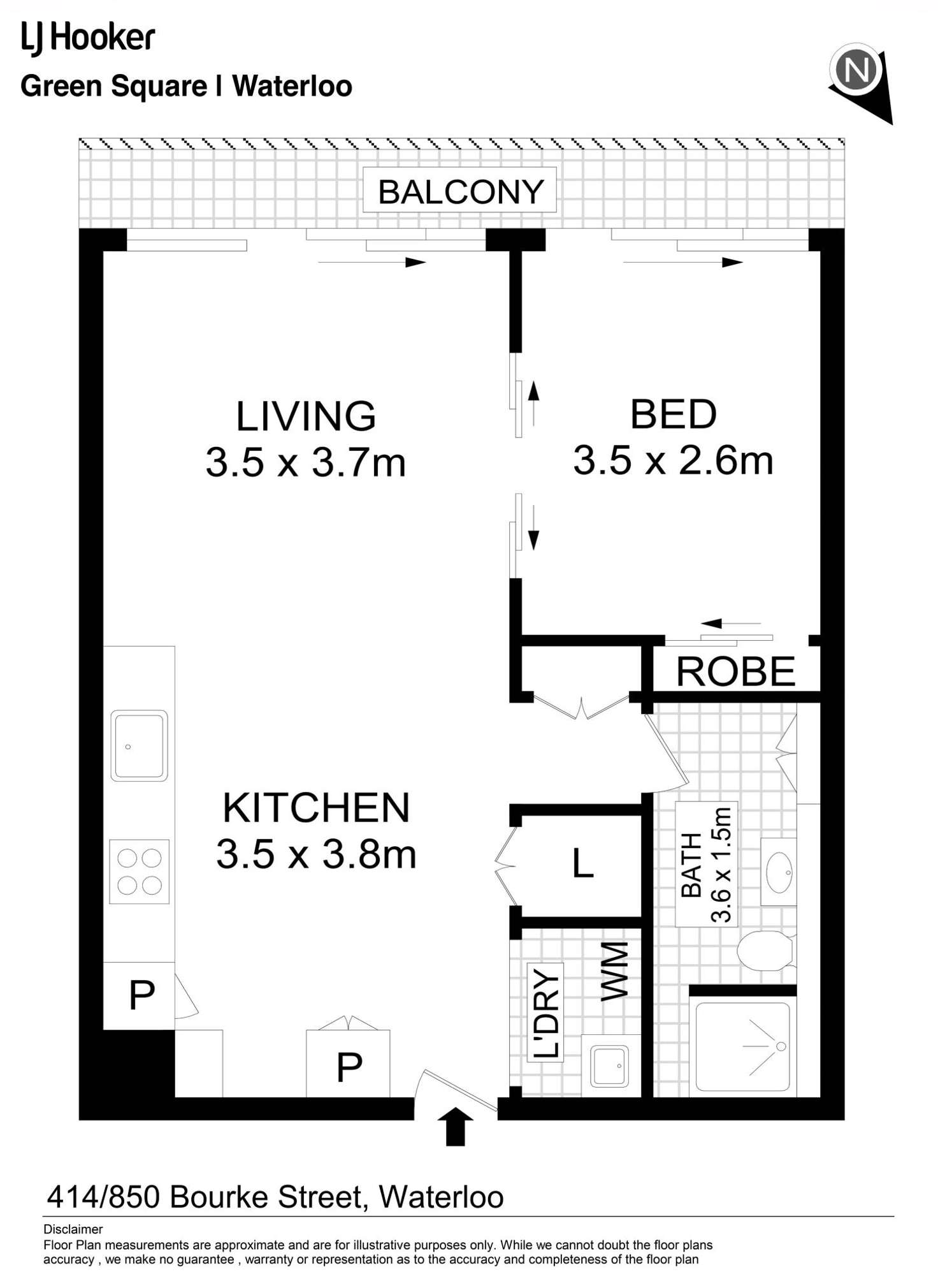 Floorplan of Homely apartment listing, 414/850 Bourke Street, Waterloo NSW 2017
