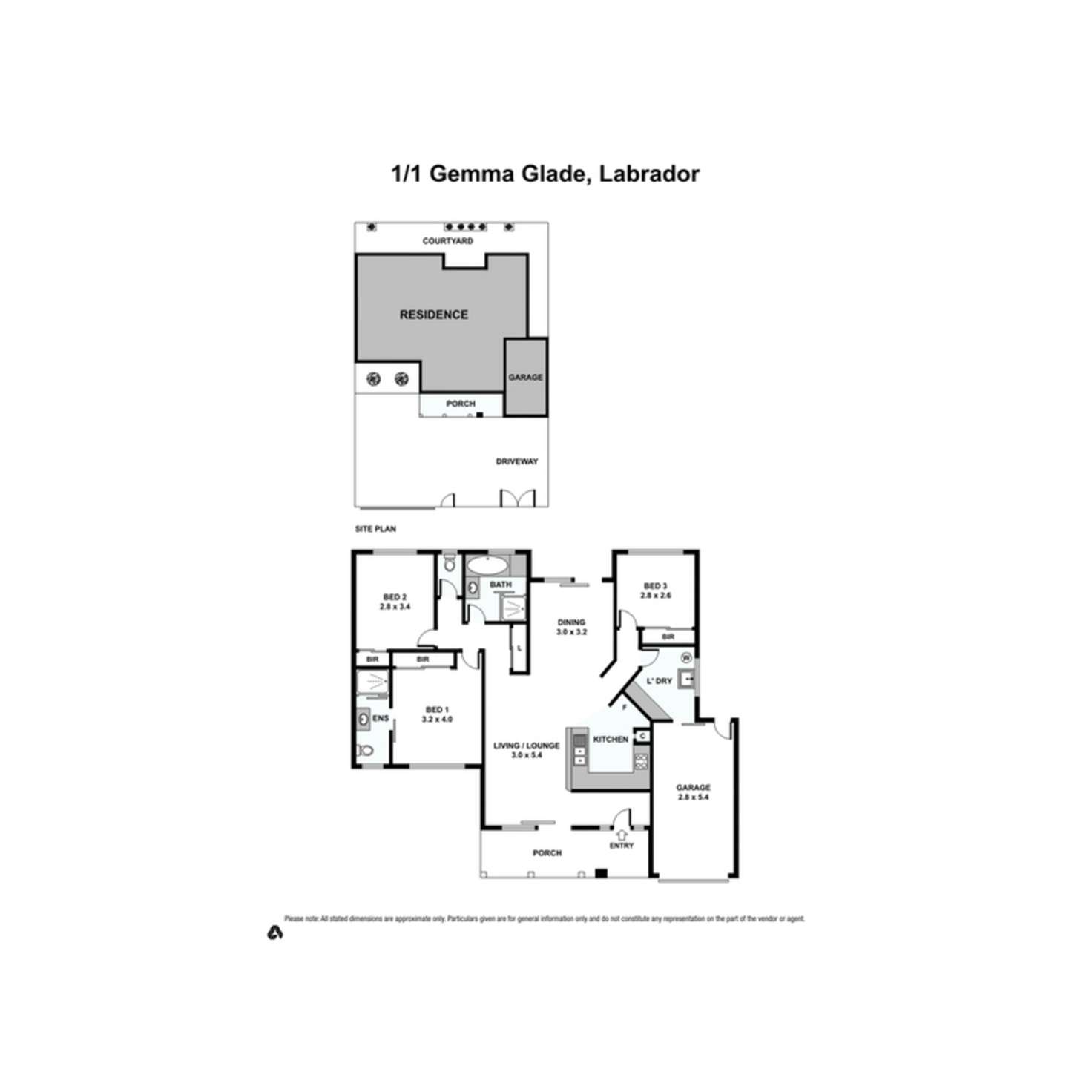 Floorplan of Homely semiDetached listing, 1/1 Gemma Glade, Labrador QLD 4215