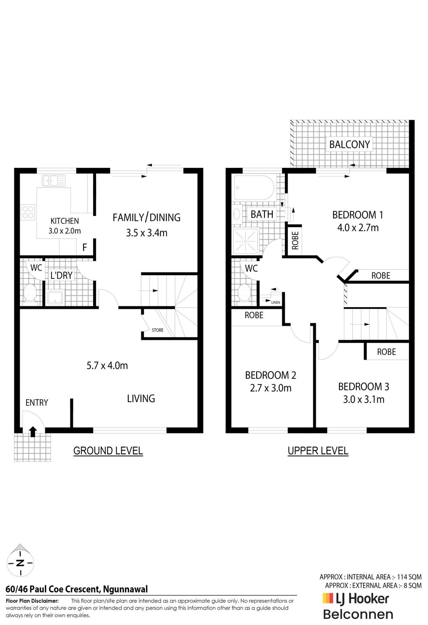 Floorplan of Homely townhouse listing, 60/46 Paul Coe Crescent, Ngunnawal ACT 2913