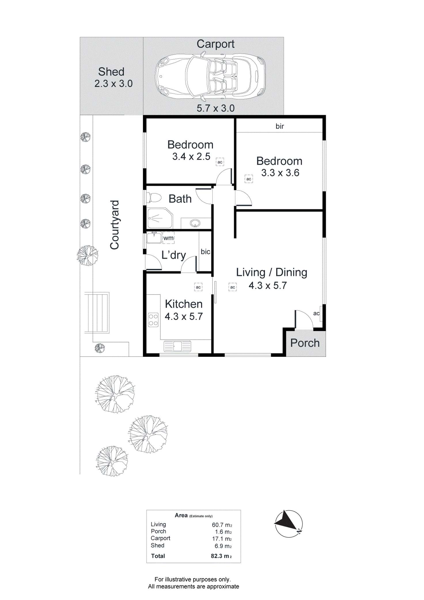 Floorplan of Homely unit listing, 1/81 Spring Street, Queenstown SA 5014