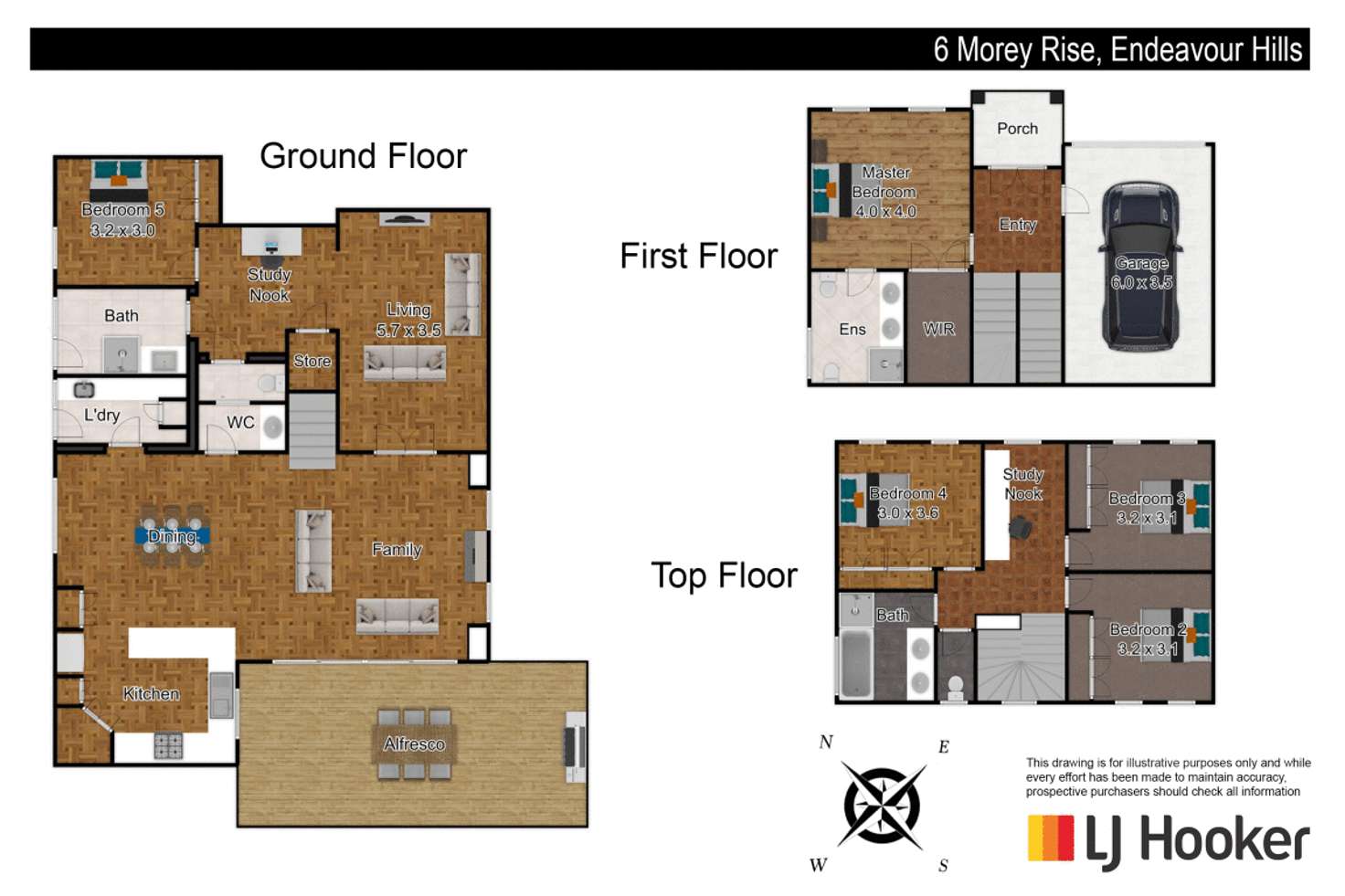 Floorplan of Homely house listing, 6 Morey Rise, Endeavour Hills VIC 3802