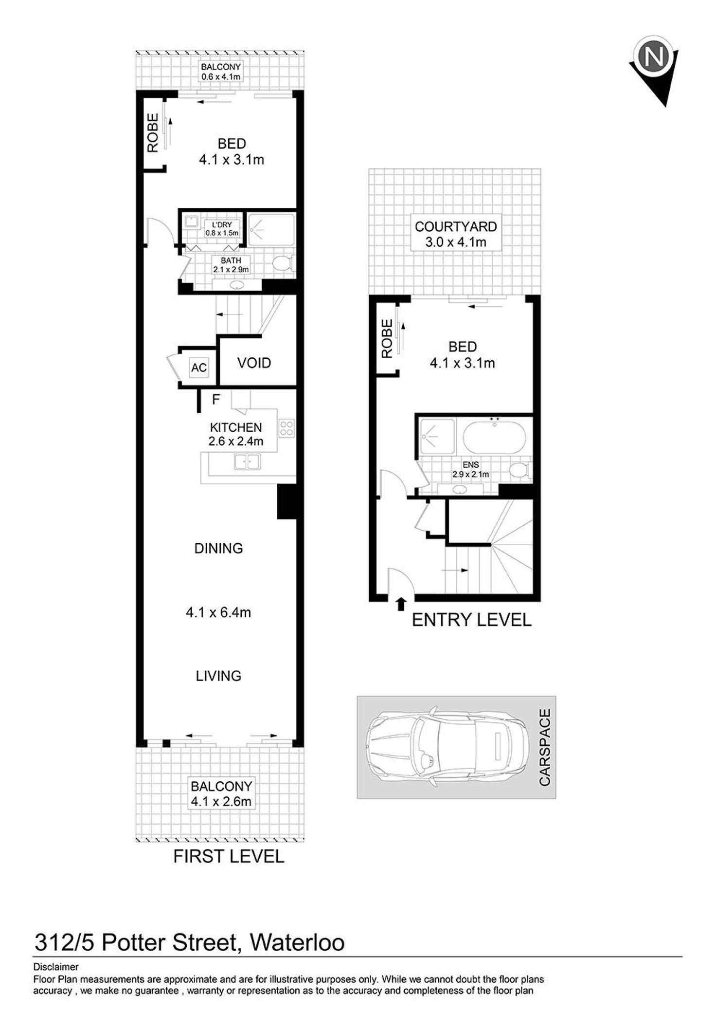 Floorplan of Homely apartment listing, 312/5 Potter Street, Waterloo NSW 2017