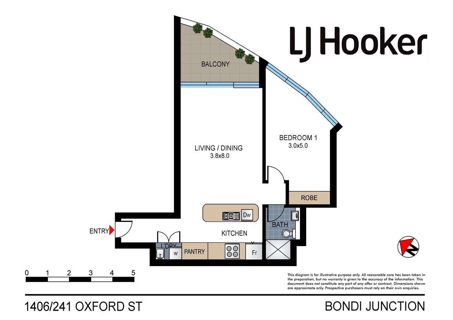 Floorplan of Homely apartment listing, 1406/241 Oxford Street, Bondi Junction NSW 2022