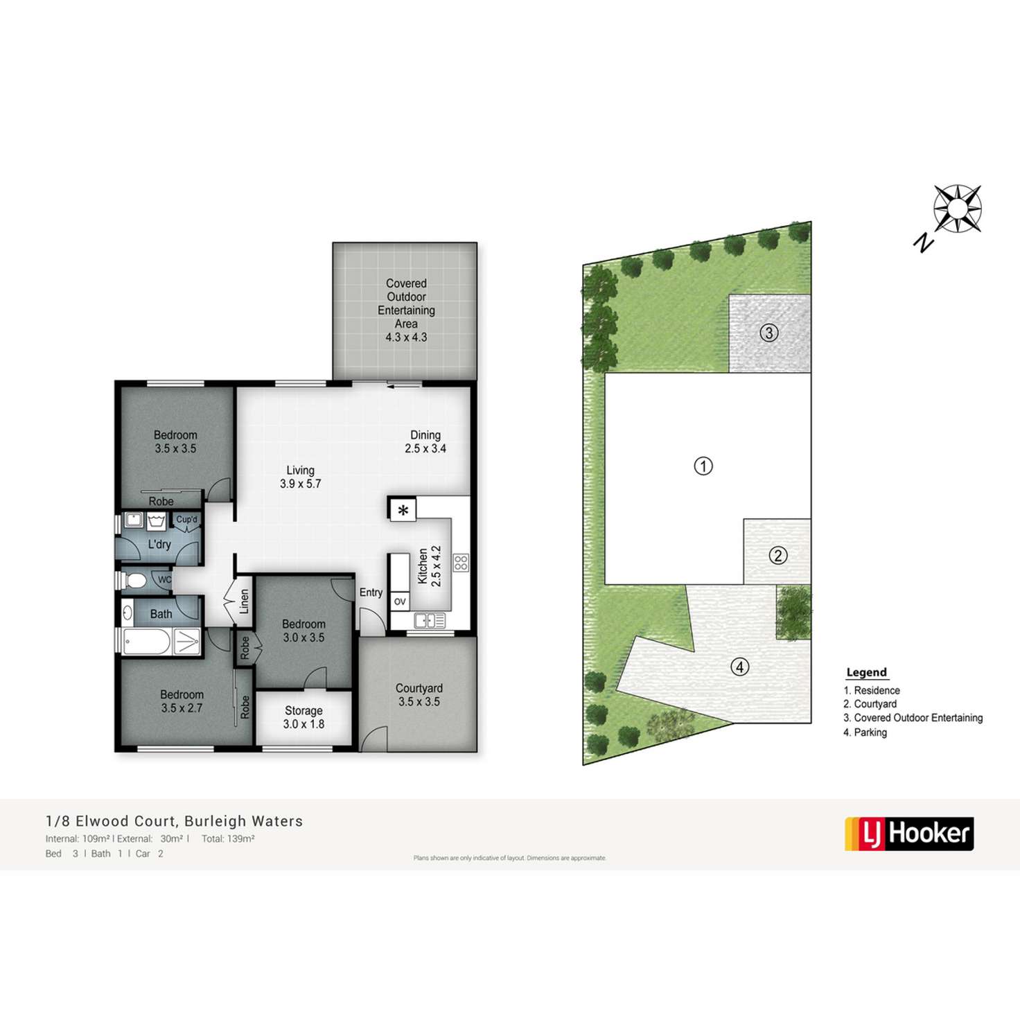 Floorplan of Homely semiDetached listing, 1/8 Elwood Court, Burleigh Waters QLD 4220