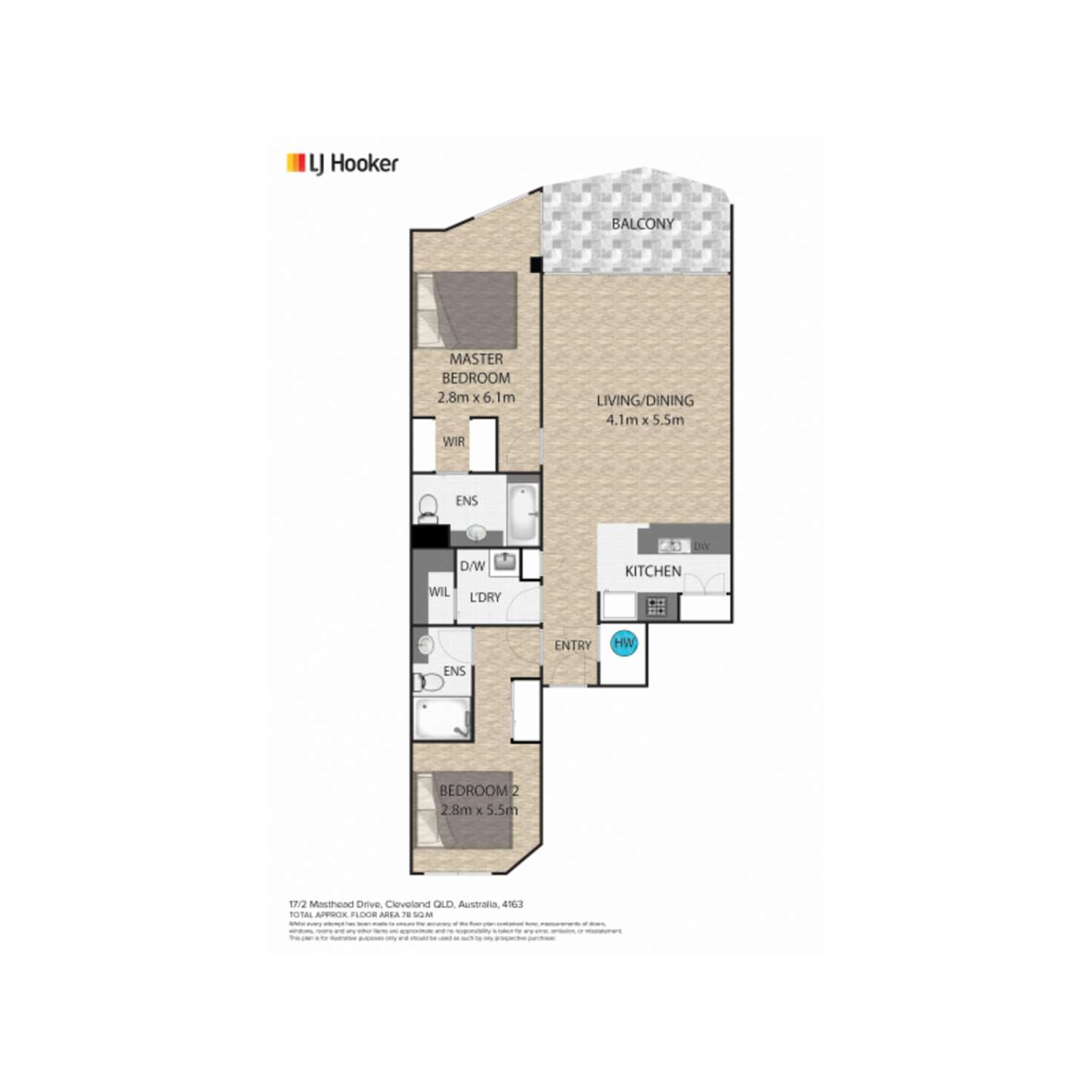 Floorplan of Homely unit listing, 17/2-10 Masthead Drive, Cleveland QLD 4163