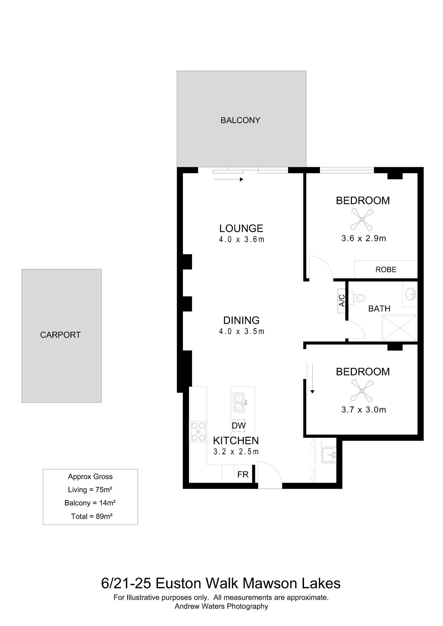 Floorplan of Homely unit listing, 6/21-25 Euston Walk, Mawson Lakes SA 5095