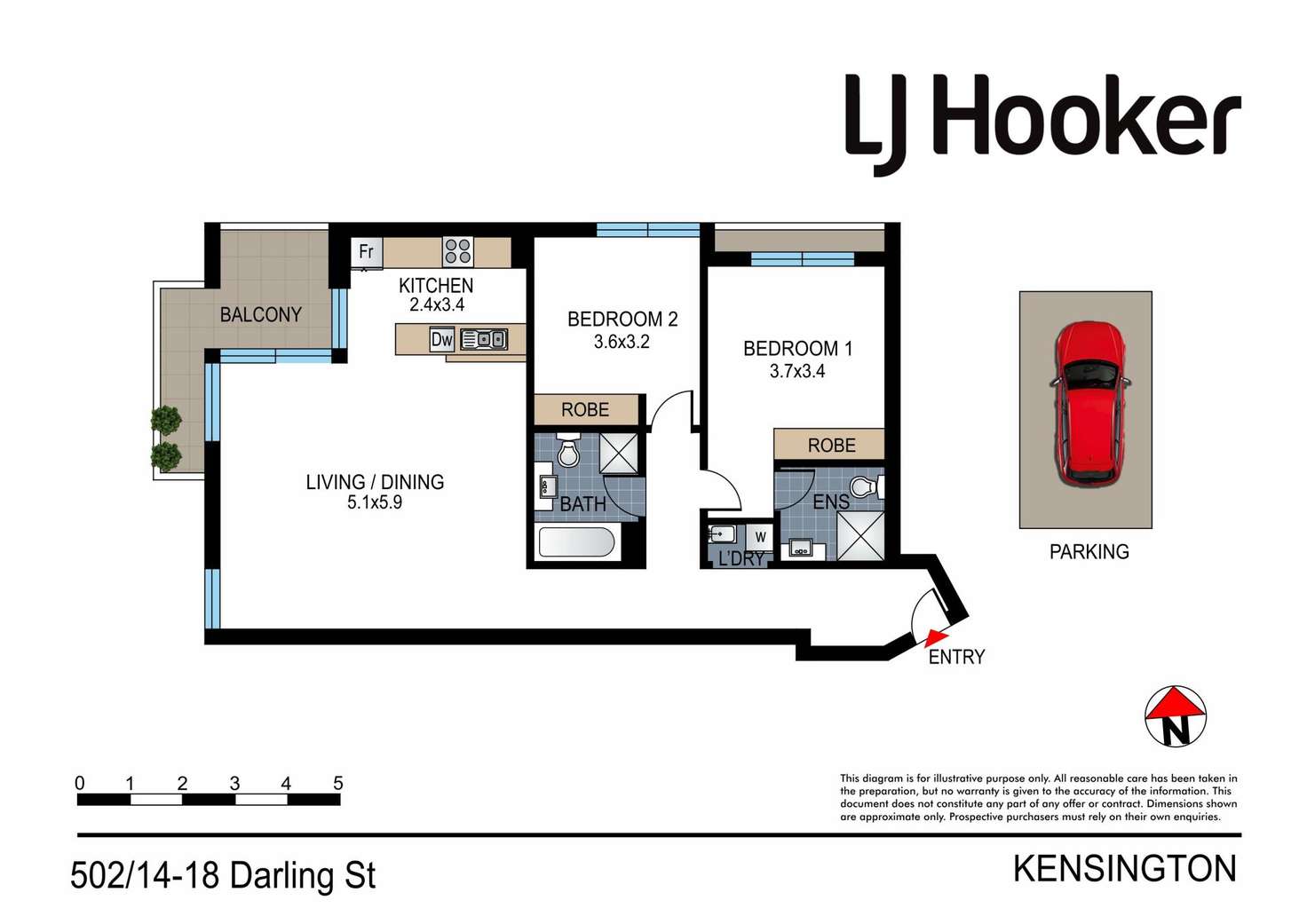 Floorplan of Homely apartment listing, 502/14-18 Darling Street, Kensington NSW 2033