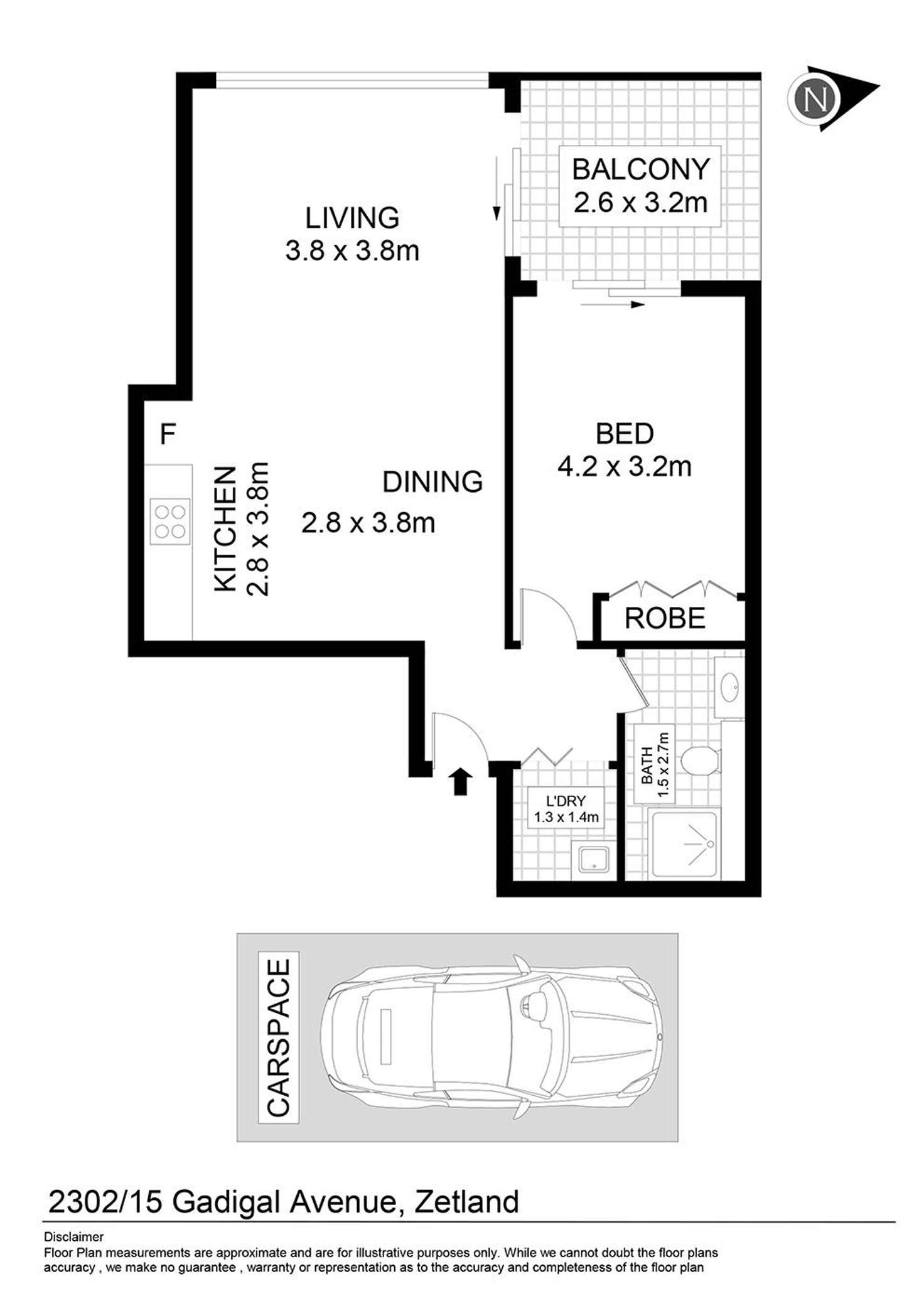 Floorplan of Homely apartment listing, 2302/15 Gadigal Avenue, Zetland NSW 2017