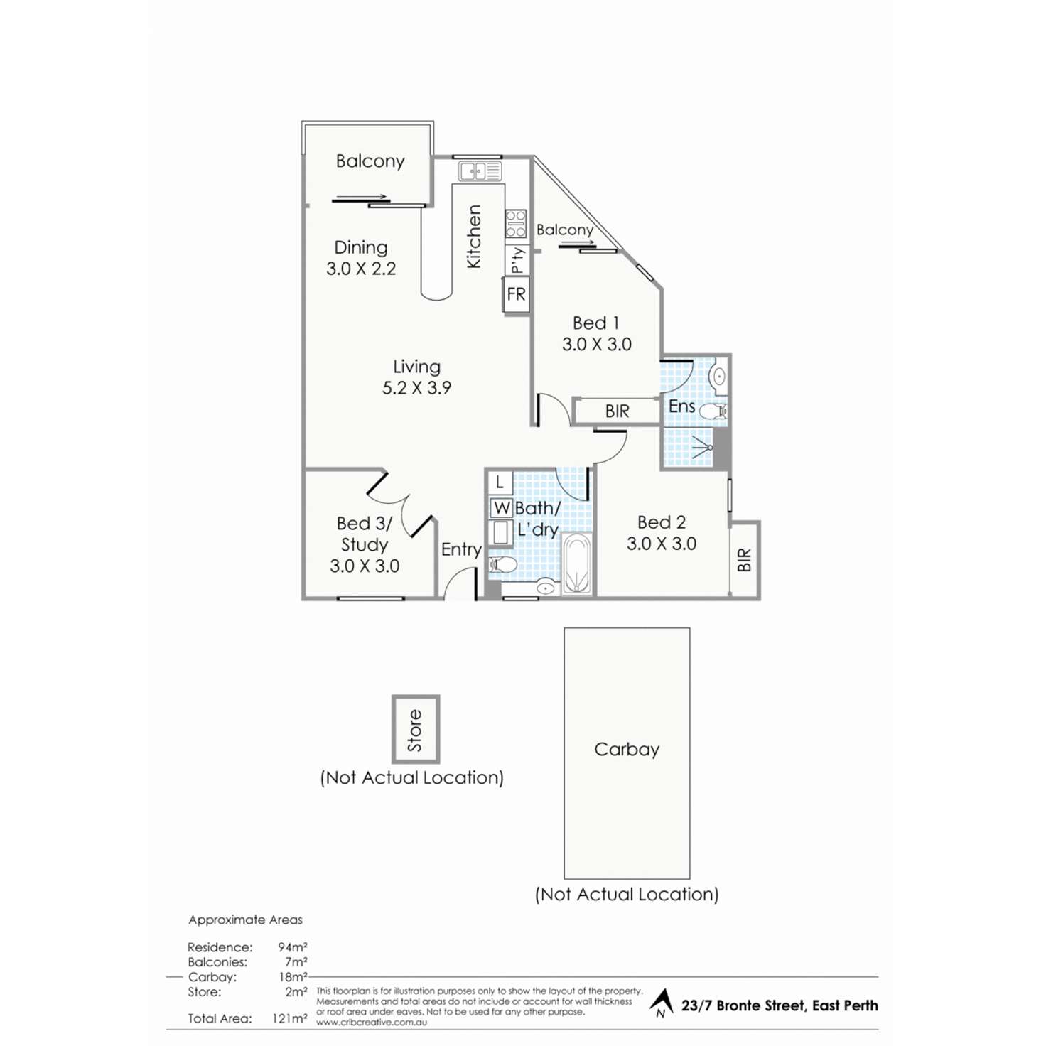 Floorplan of Homely apartment listing, 23/7 Bronte Street, East Perth WA 6004