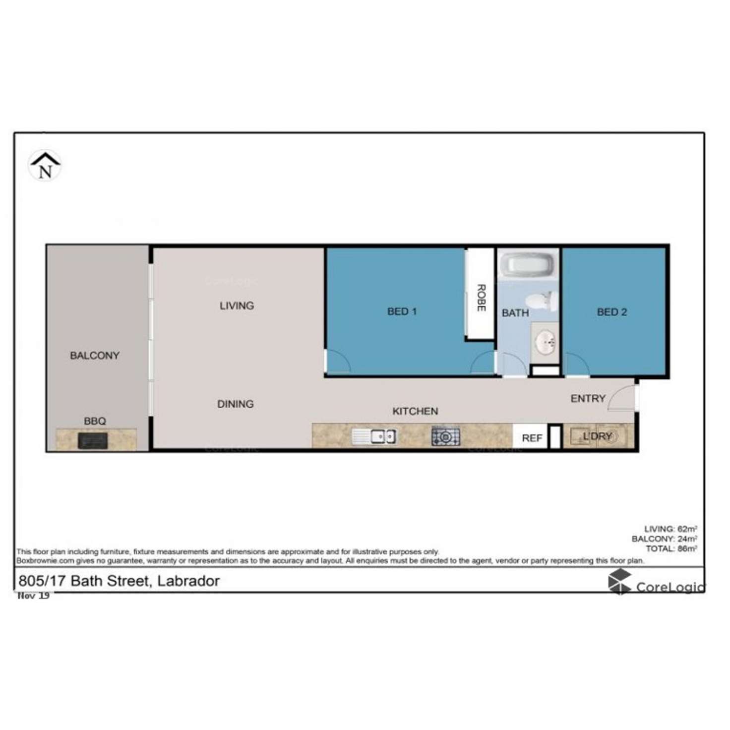 Floorplan of Homely unit listing, 805/17 Bath Street, Labrador QLD 4215