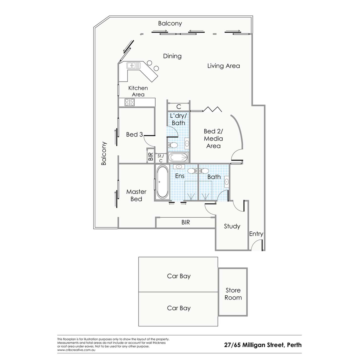Floorplan of Homely apartment listing, 27/65 Milligan Street, Perth WA 6000