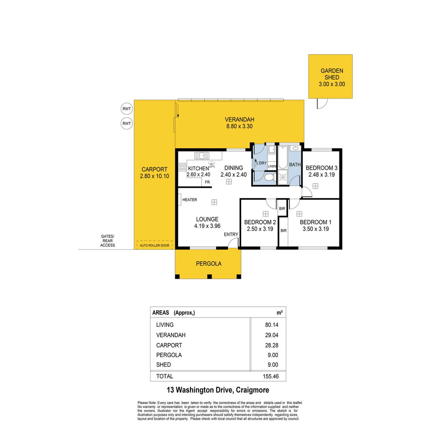 Floorplan of Homely house listing, 13 Washington Drive, Craigmore SA 5114