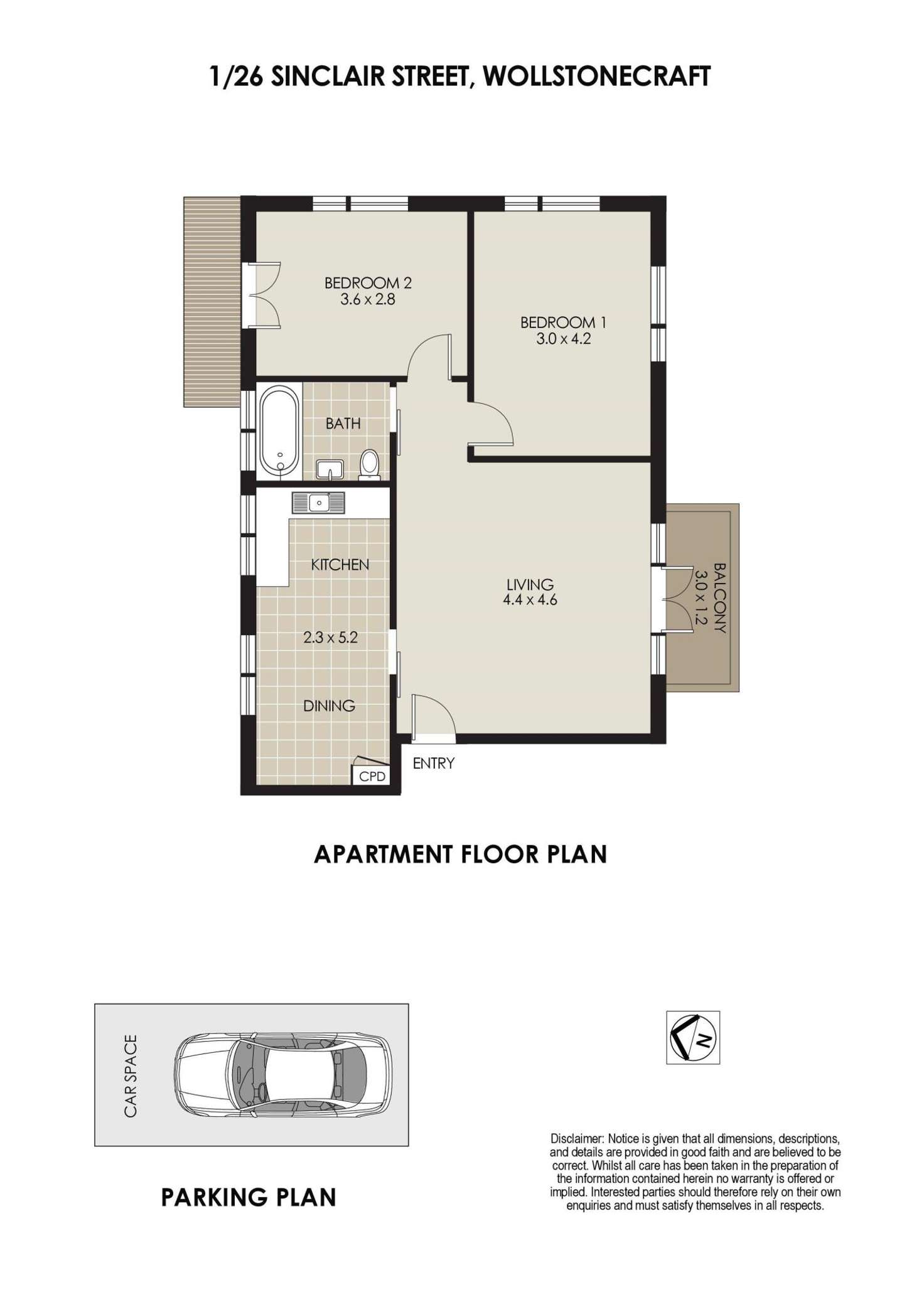 Floorplan of Homely apartment listing, 1/26 Sinclair Street, Wollstonecraft NSW 2065