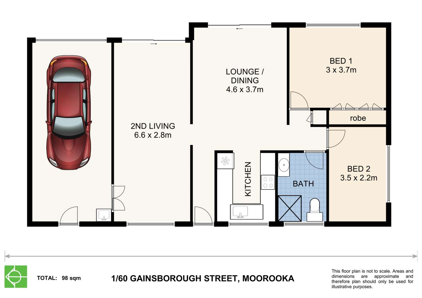 Floorplan of Homely unit listing, 1/60 Gainsborough Street, Moorooka QLD 4105