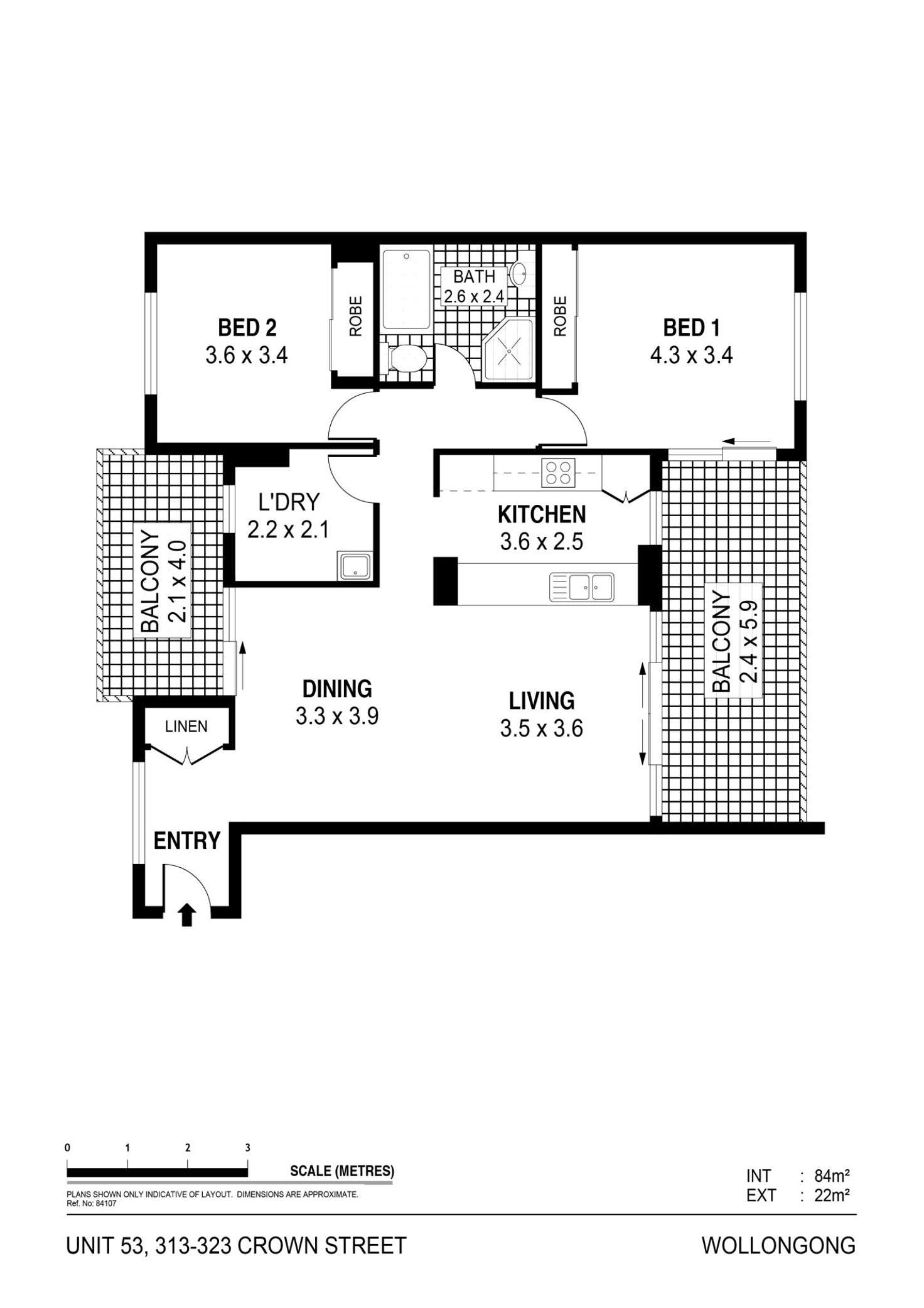 Floorplan of Homely apartment listing, 53/313-323 Crown Street, Wollongong NSW 2500