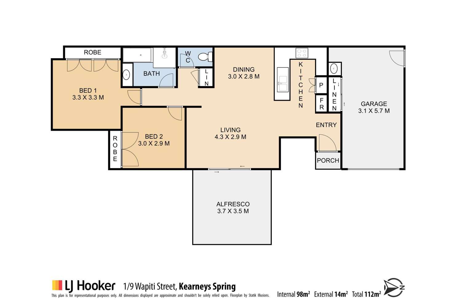 Floorplan of Homely unit listing, 1/9 Wapiti Street, Kearneys Spring QLD 4350