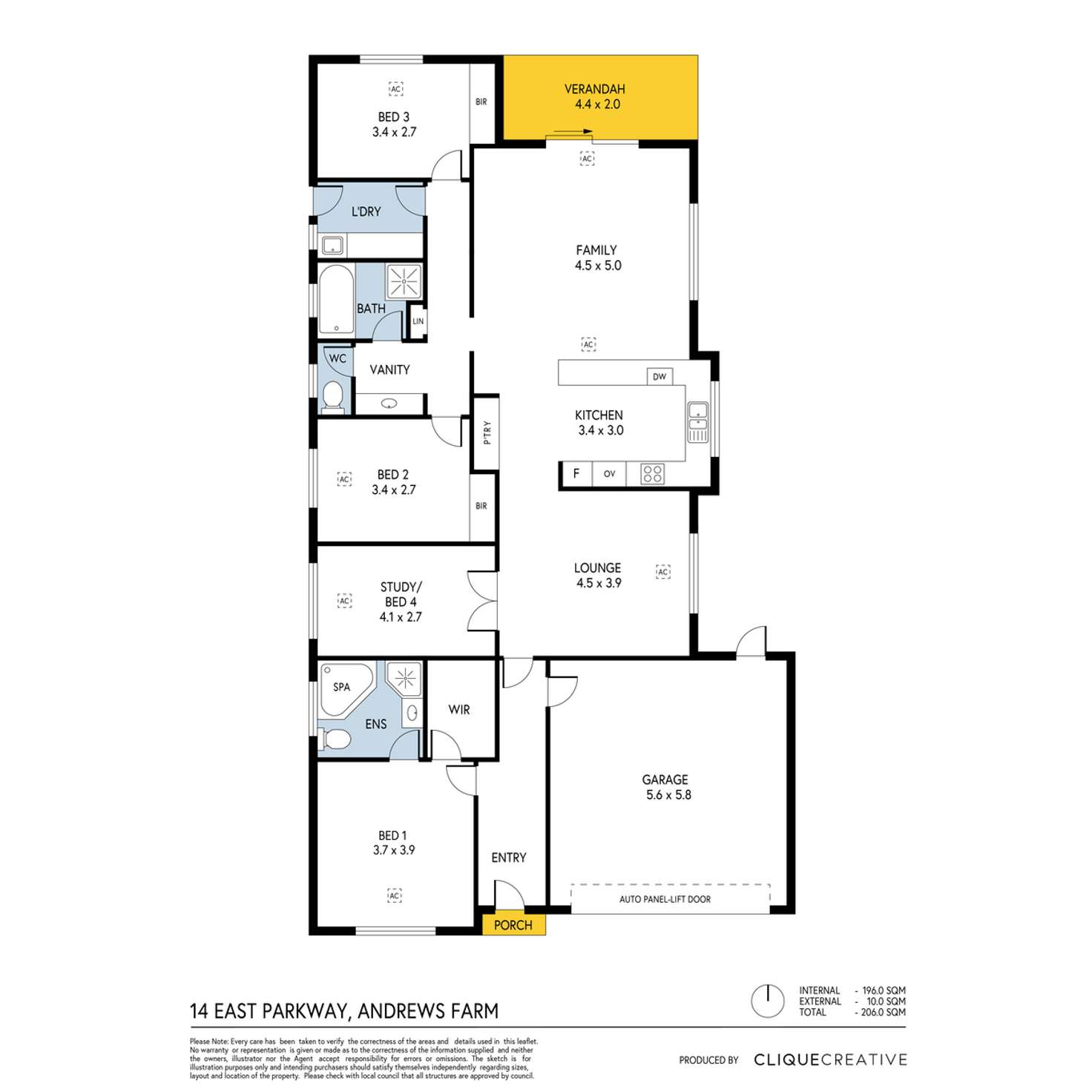 Floorplan of Homely house listing, 14 East Parkway, Andrews Farm SA 5114