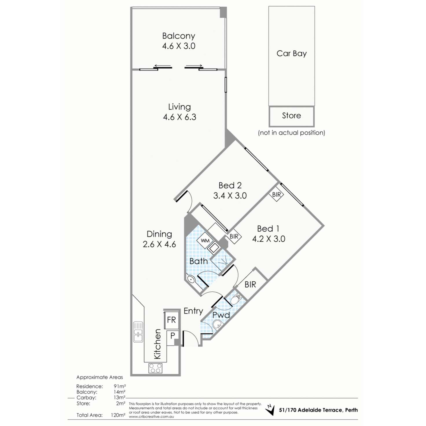 Floorplan of Homely apartment listing, 51/170 Adelaide Terrace, East Perth WA 6004