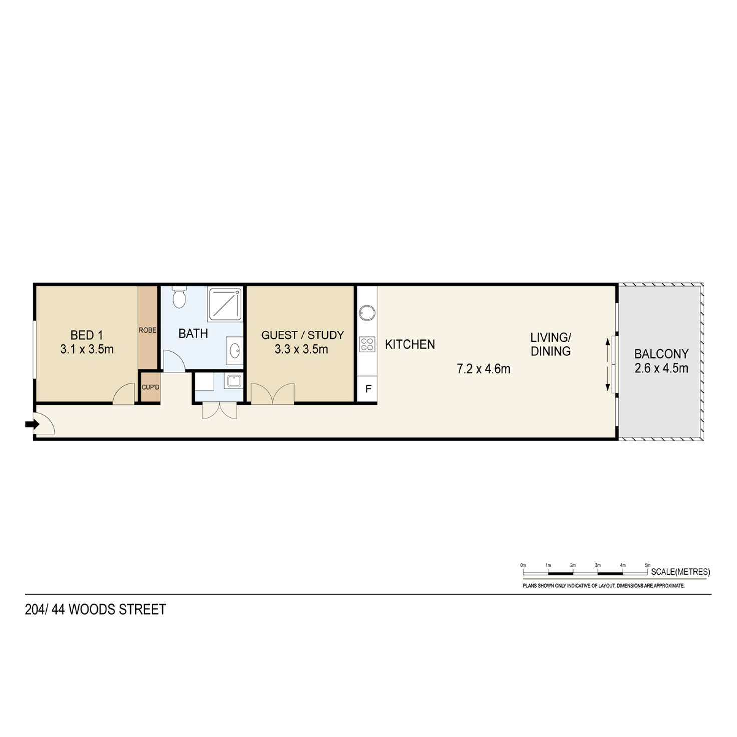 Floorplan of Homely apartment listing, 204/44 Woods Street, Darwin City NT 800