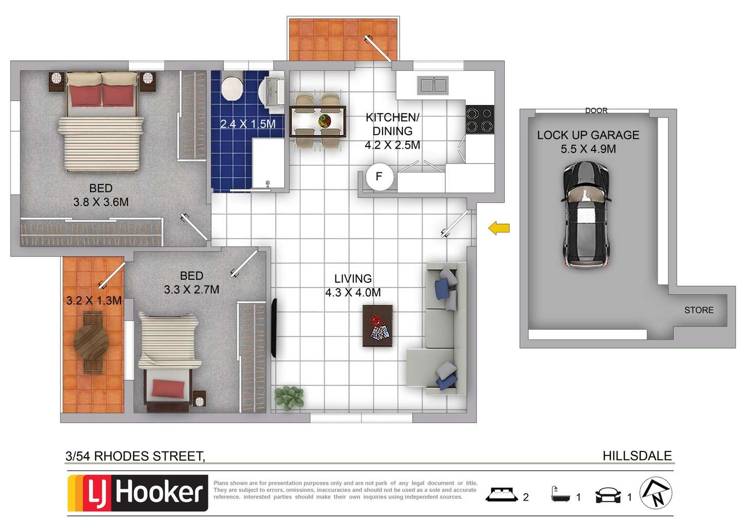 Floorplan of Homely unit listing, 3/54 Rhodes Street, Hillsdale NSW 2036