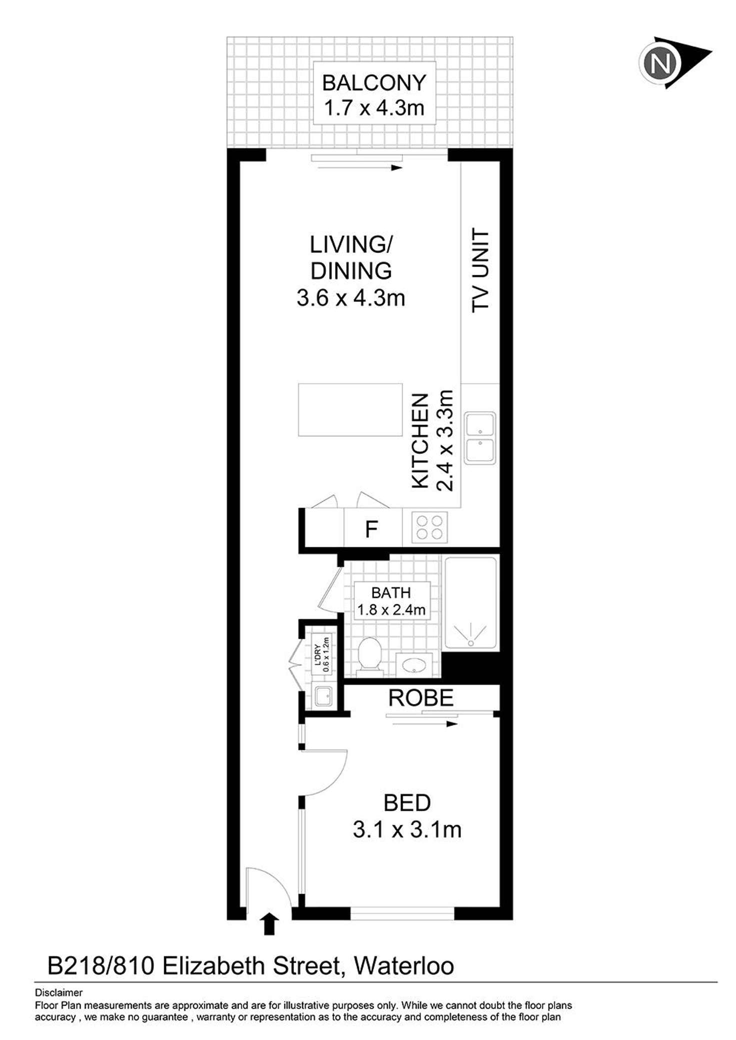 Floorplan of Homely apartment listing, B218/810 Elizabeth Street, Waterloo NSW 2017