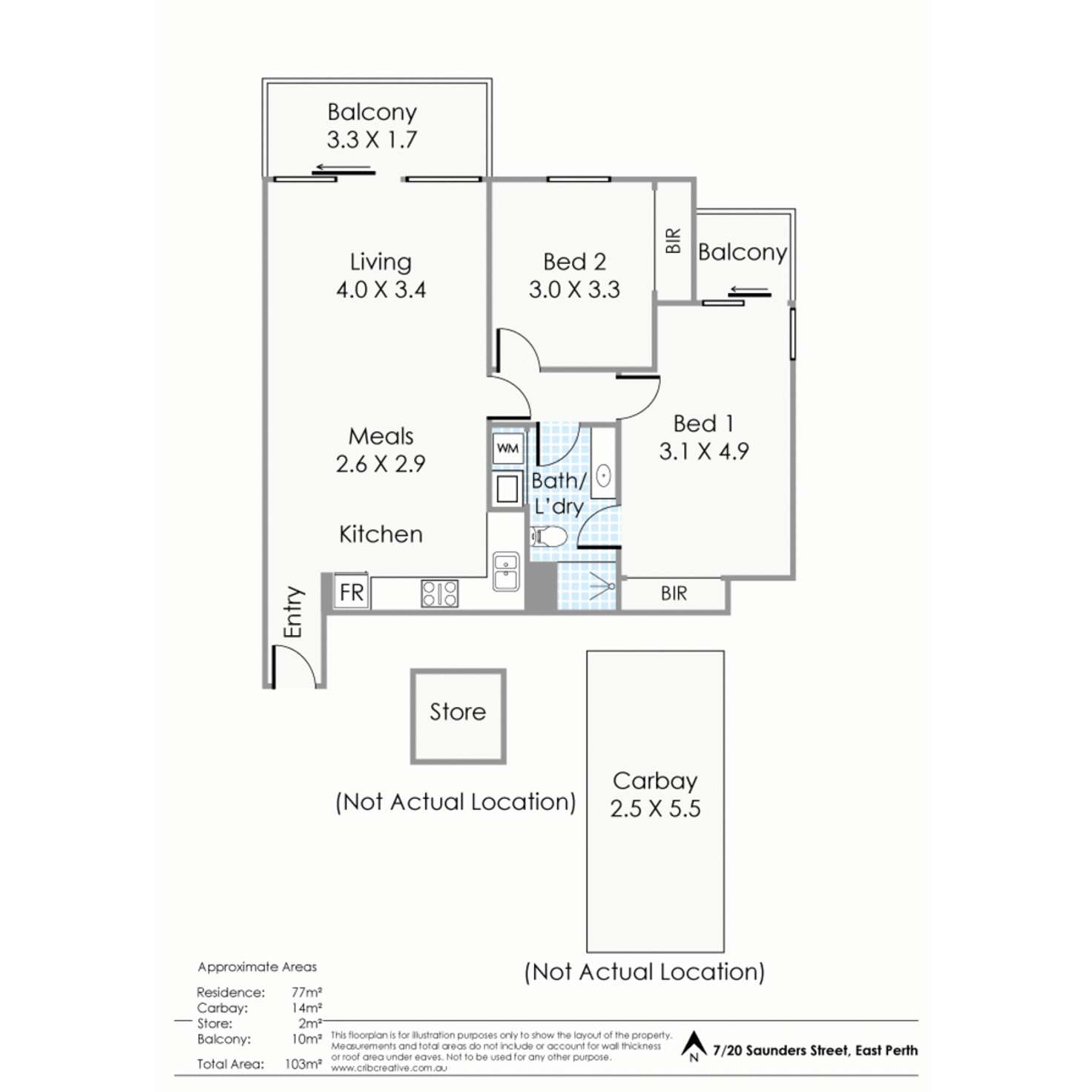 Floorplan of Homely apartment listing, 7/20 Saunders Street, East Perth WA 6004