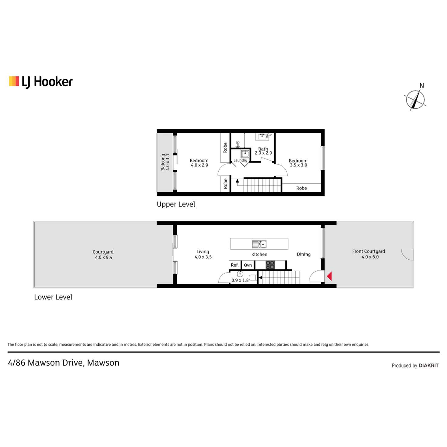 Floorplan of Homely townhouse listing, 4/86 Mawson Drive, Mawson ACT 2607