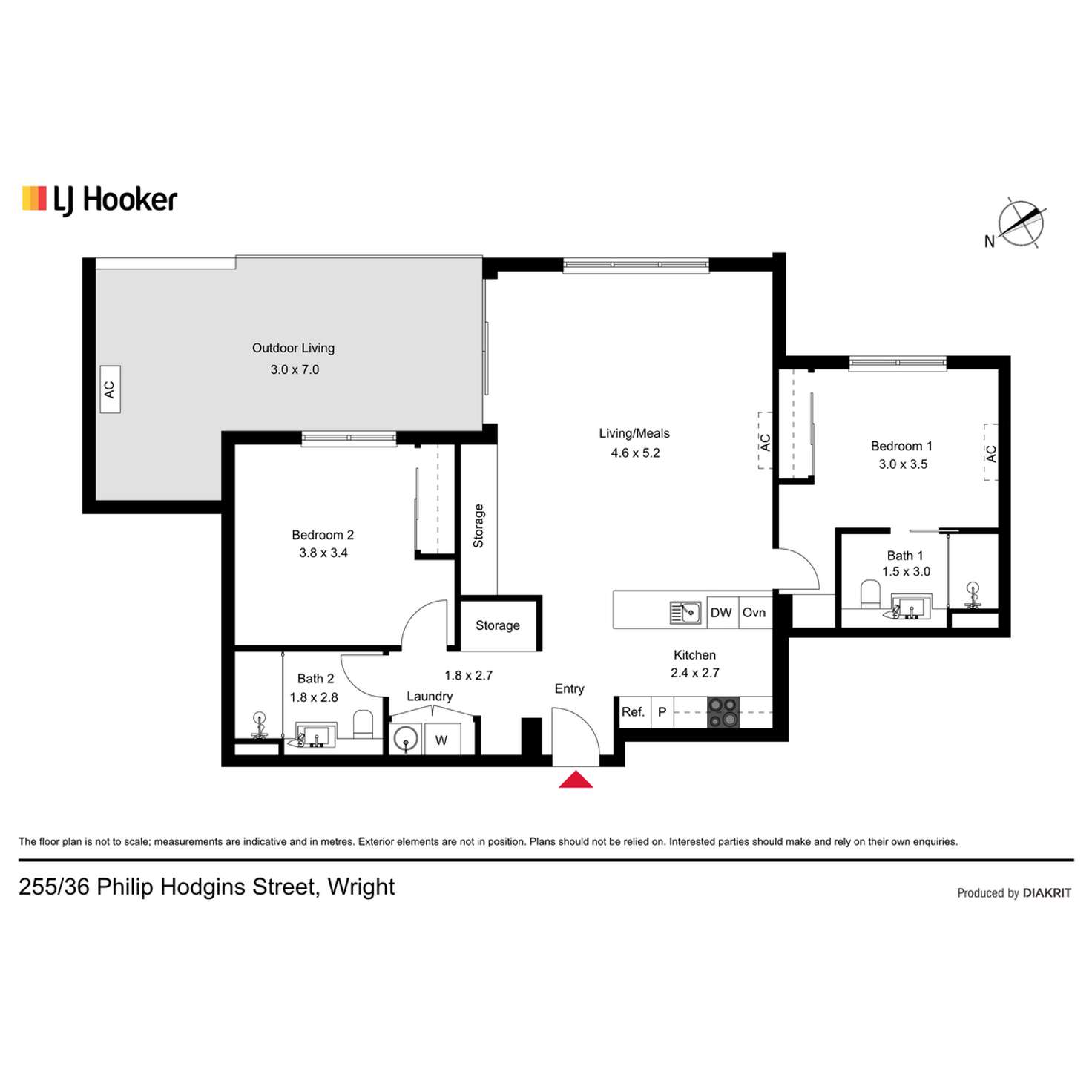 Floorplan of Homely apartment listing, 255/36 Philip Hodgins Street, Wright ACT 2611