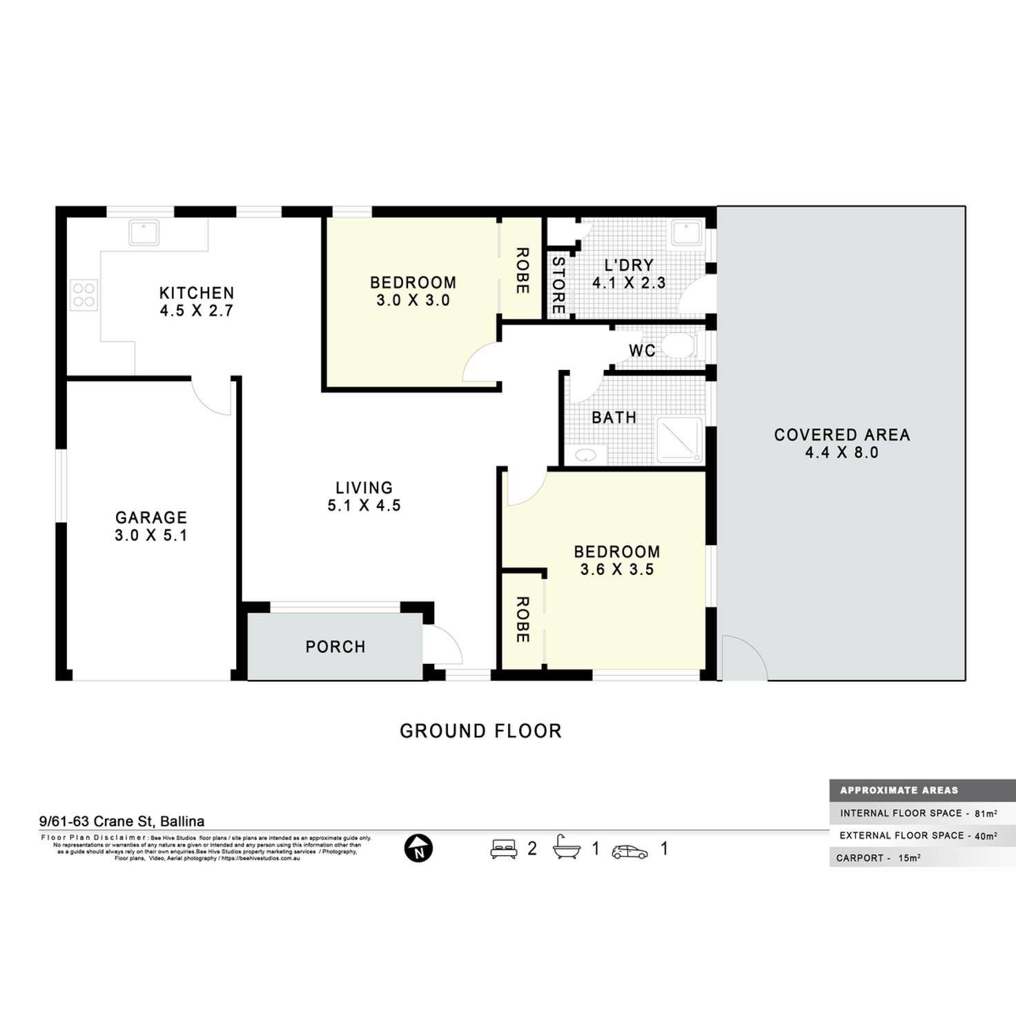 Floorplan of Homely unit listing, 9/61-63 Crane Street, Ballina NSW 2478