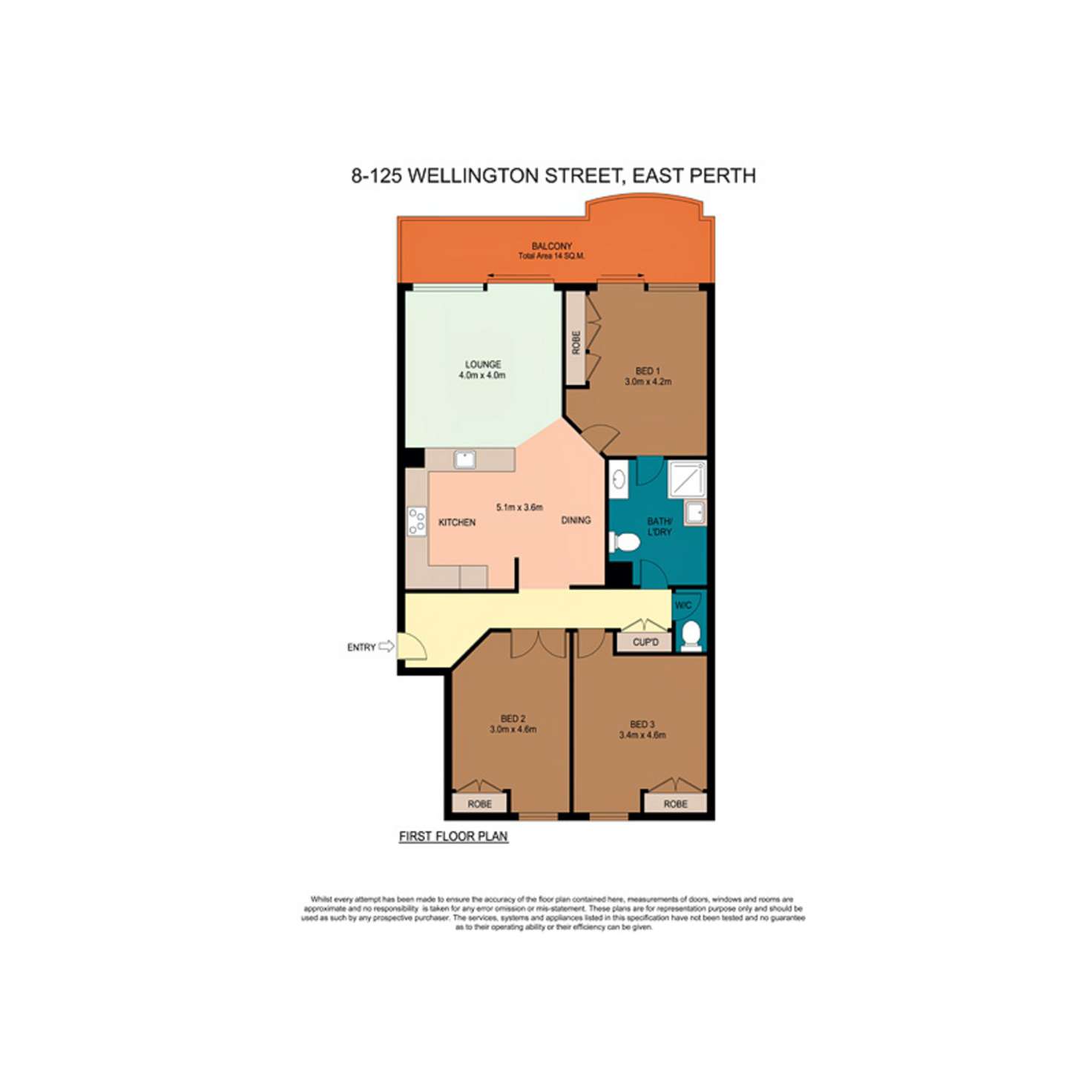 Floorplan of Homely apartment listing, 8/125 Wellington Street, East Perth WA 6004