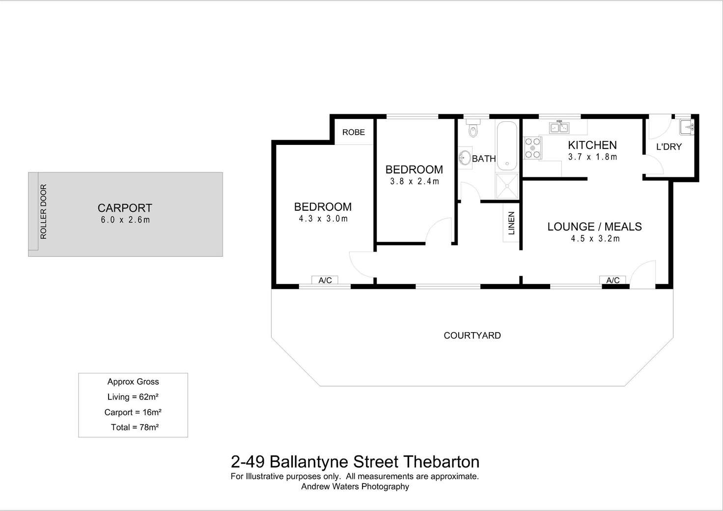 Floorplan of Homely unit listing, 2/49 Ballantyne Street, Thebarton SA 5031