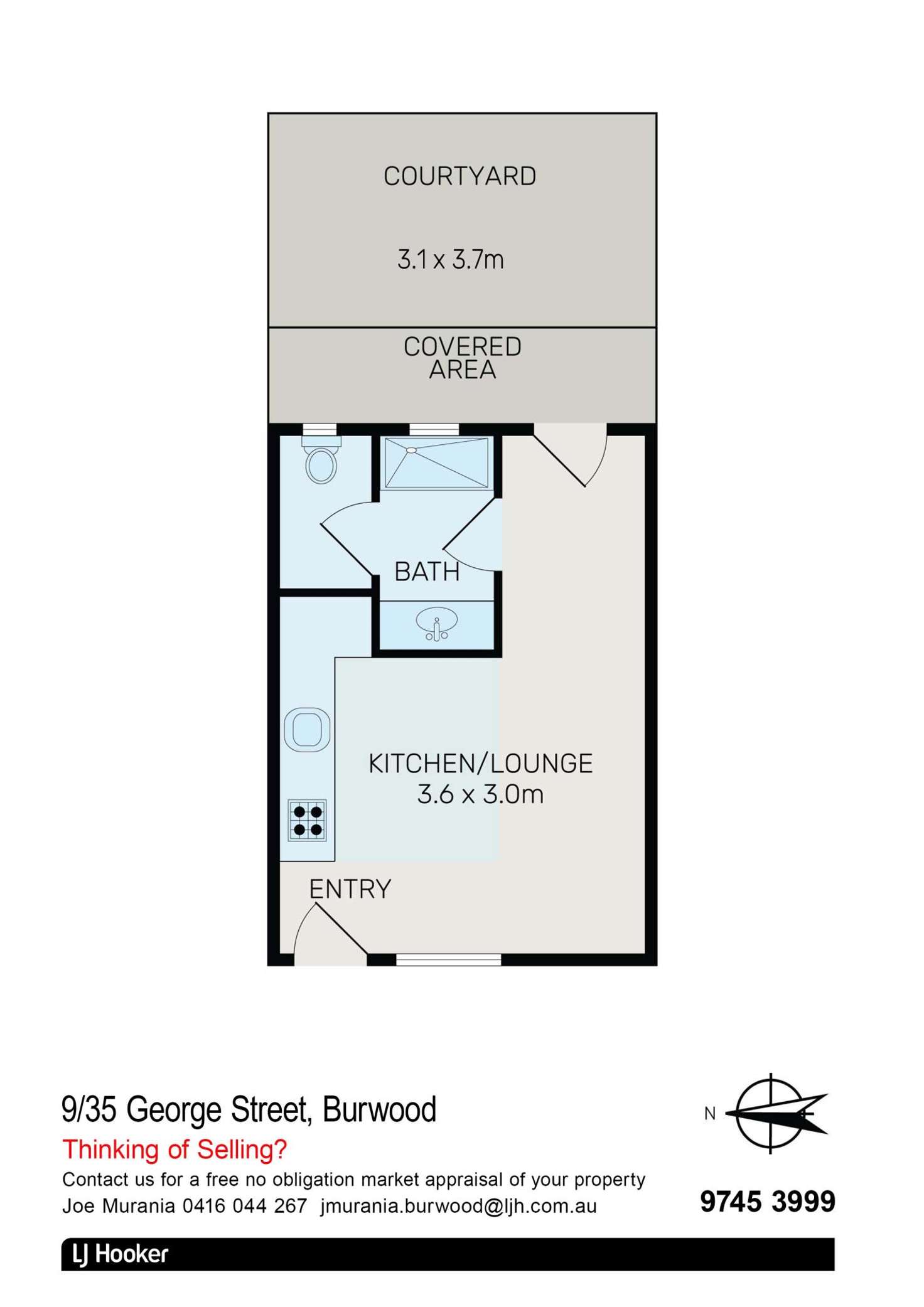 Floorplan of Homely studio listing, 9/35 George Street, Burwood NSW 2134